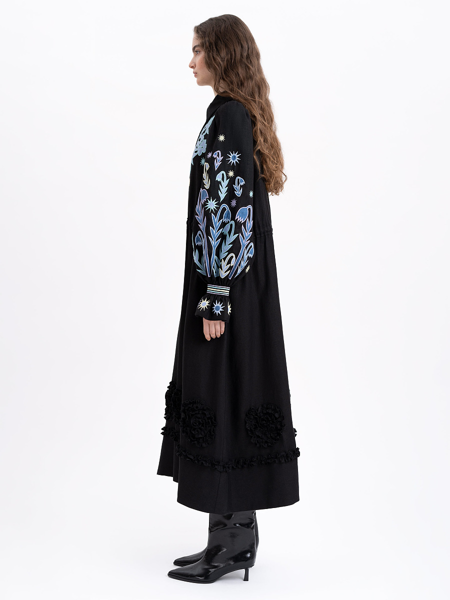 Long embroidered black dress "Pivnich" [0]