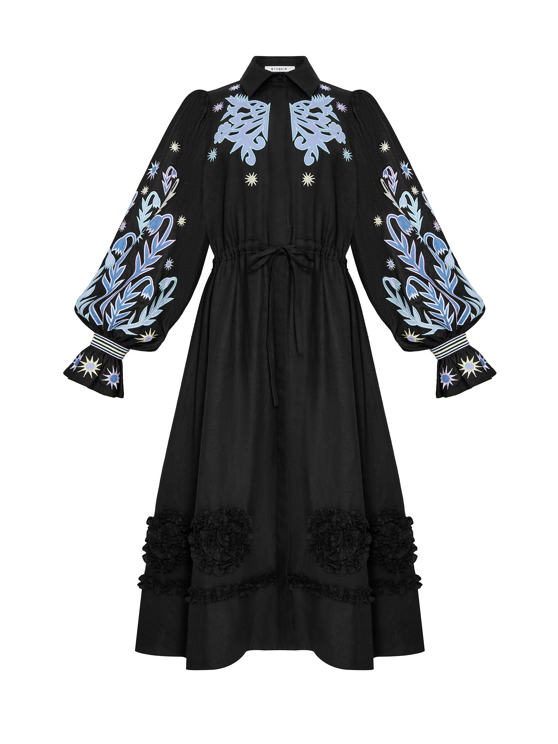 Long embroidered black dress "Pivnich" sizes