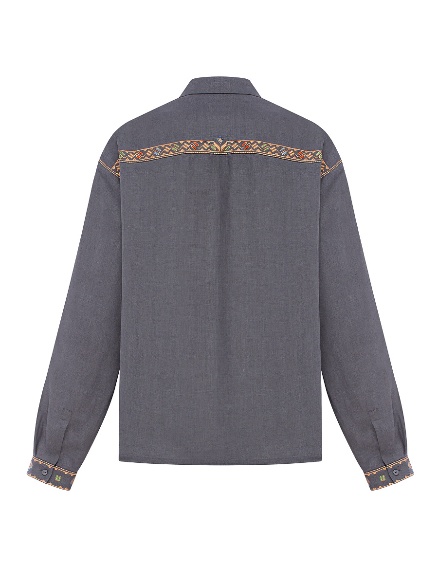 Men's embroidered shirt in gray color "Saenko" [0]