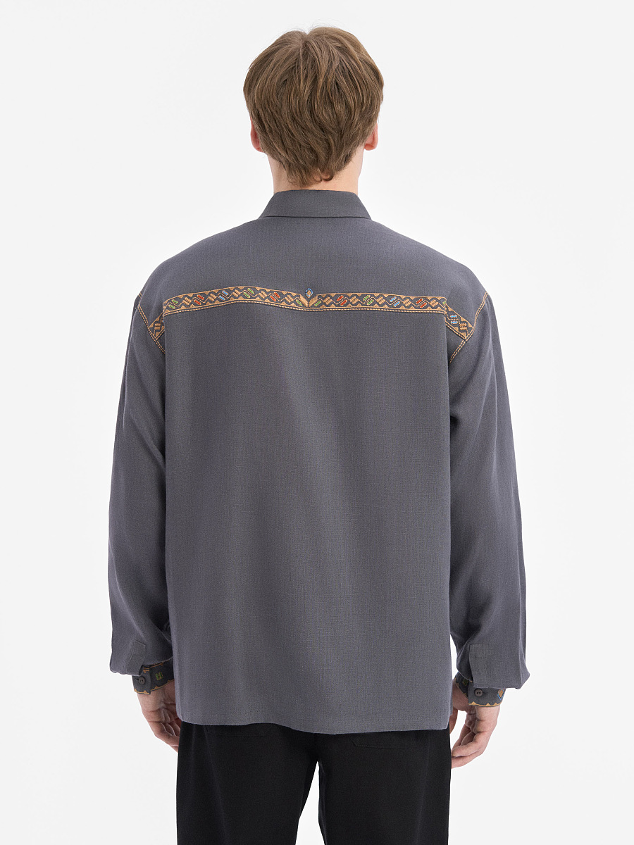 Men's embroidered shirt in gray color "Saenko" [0]