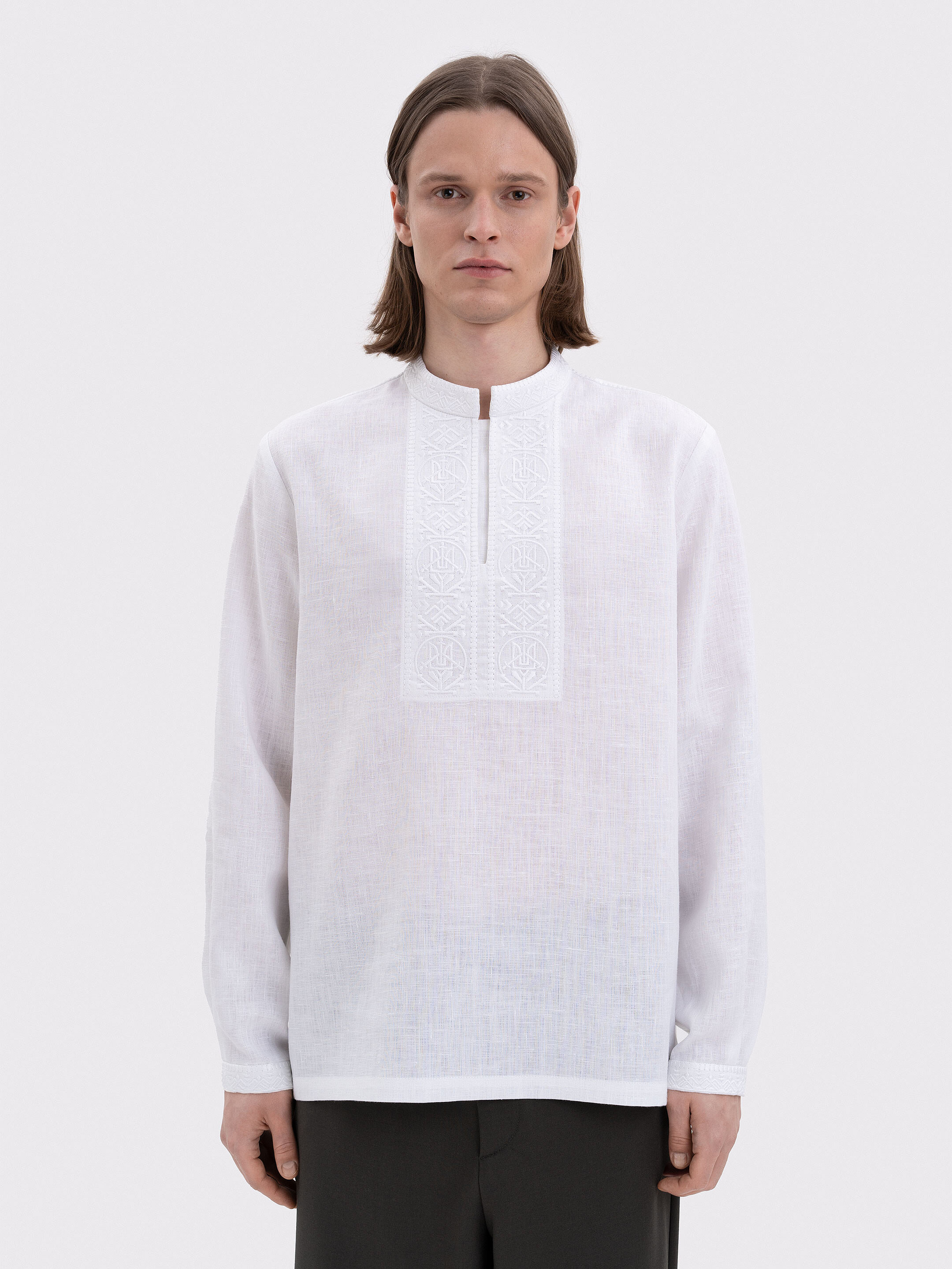 Men's shirt with white embroidery in tone "Khartiia" Buy