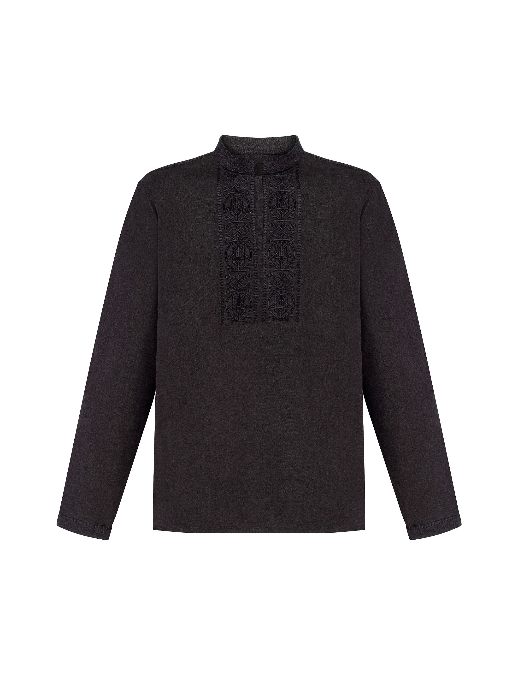 Men's shirt with black embroidery in tone "Khartiia" in Ukraine
