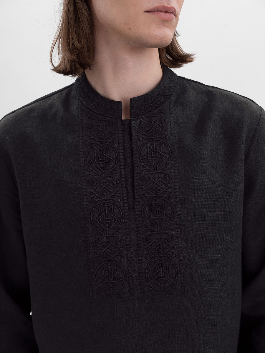 Men's shirt with black embroidery in tone "Khartiia" [0]