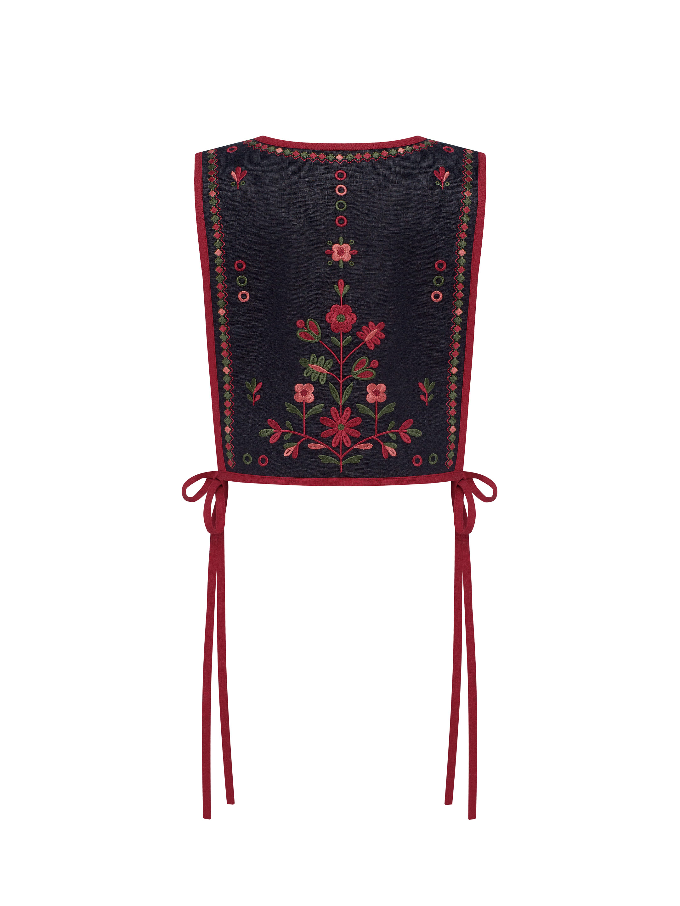 Linen embroidered vest with red ties Yaryna zhylet buy in Kyiv
