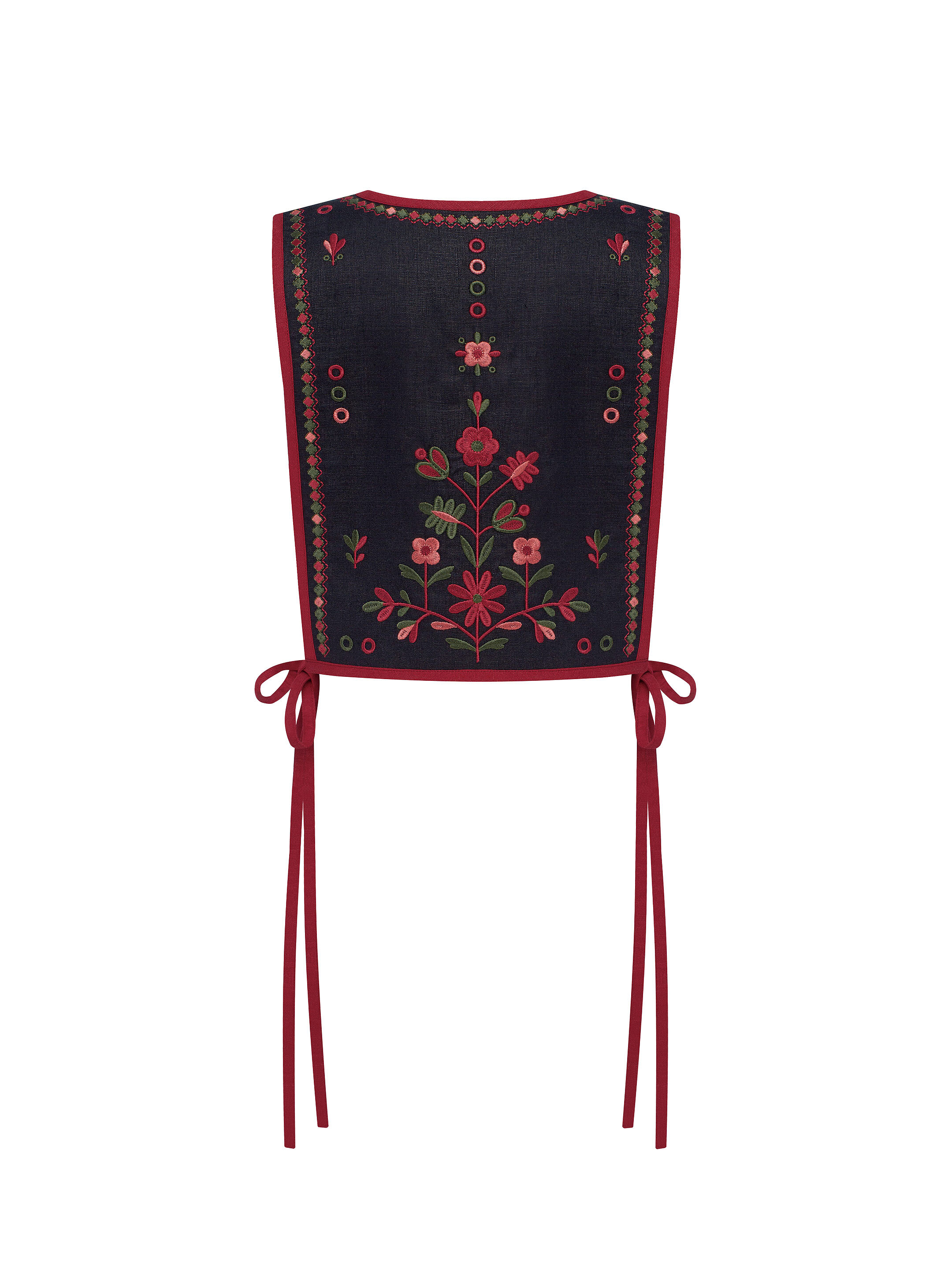 Linen embroidered vest with red ties Yaryna zhylet cheap