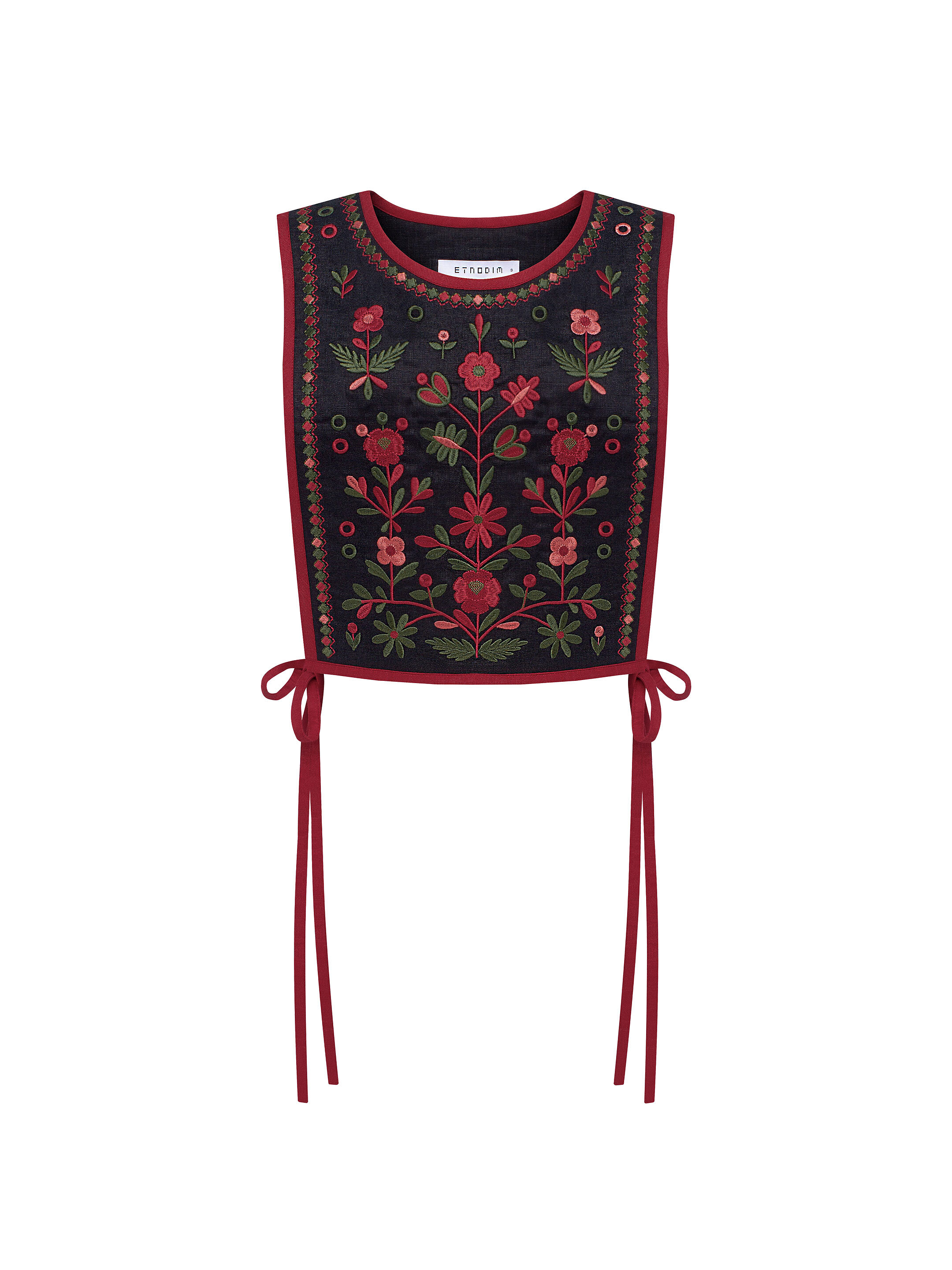 Linen embroidered vest with red ties Yaryna zhylet Buy