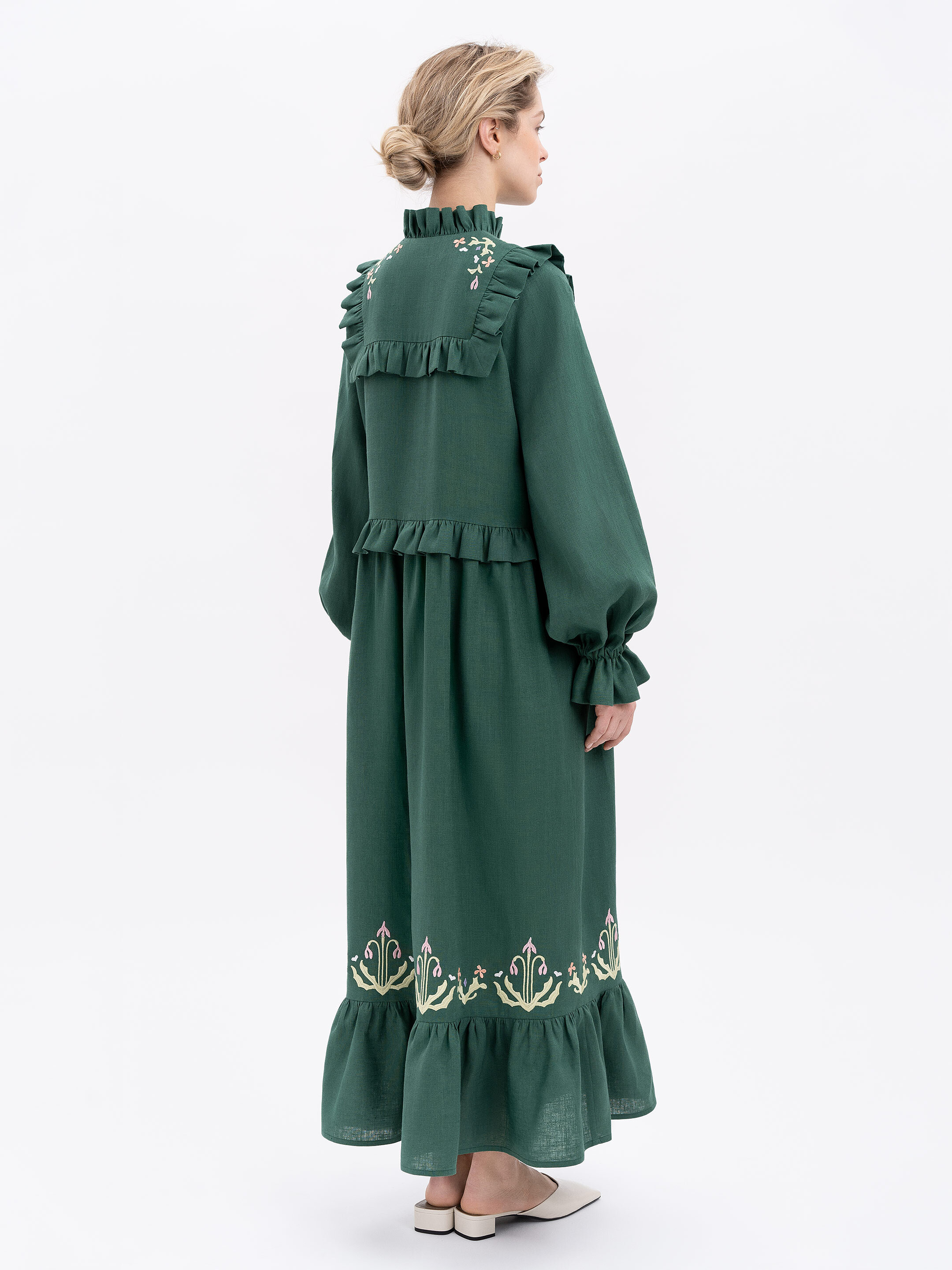 Long green dress "Lastivka" ціна