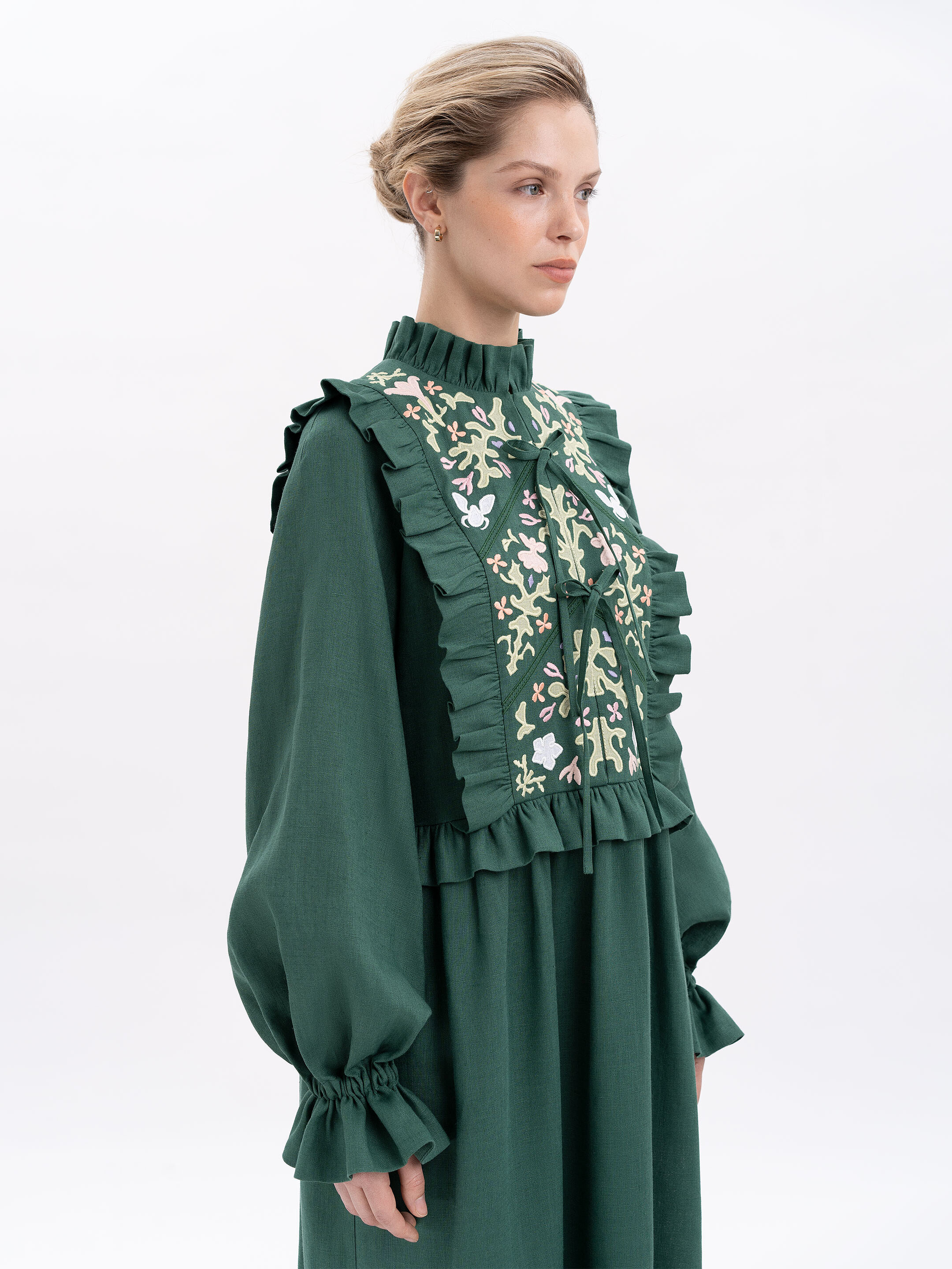 Long green dress "Lastivka" cheap