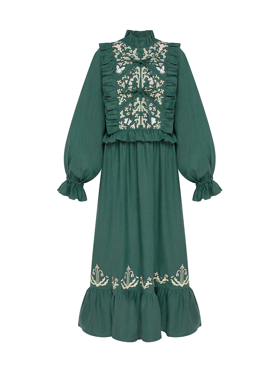 Long green dress "Lastivka" [0]