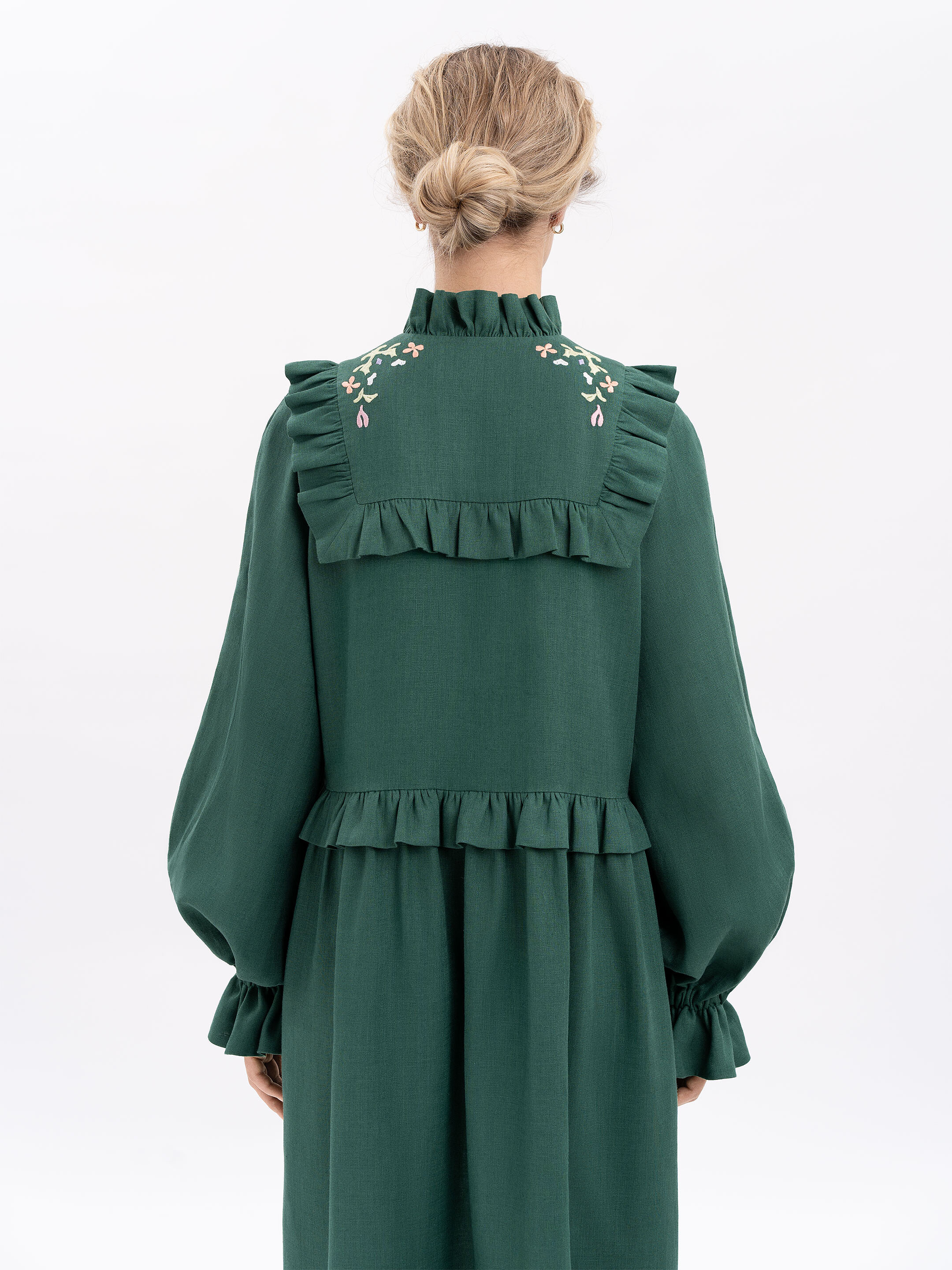 Long green dress "Lastivka" in Ukraine