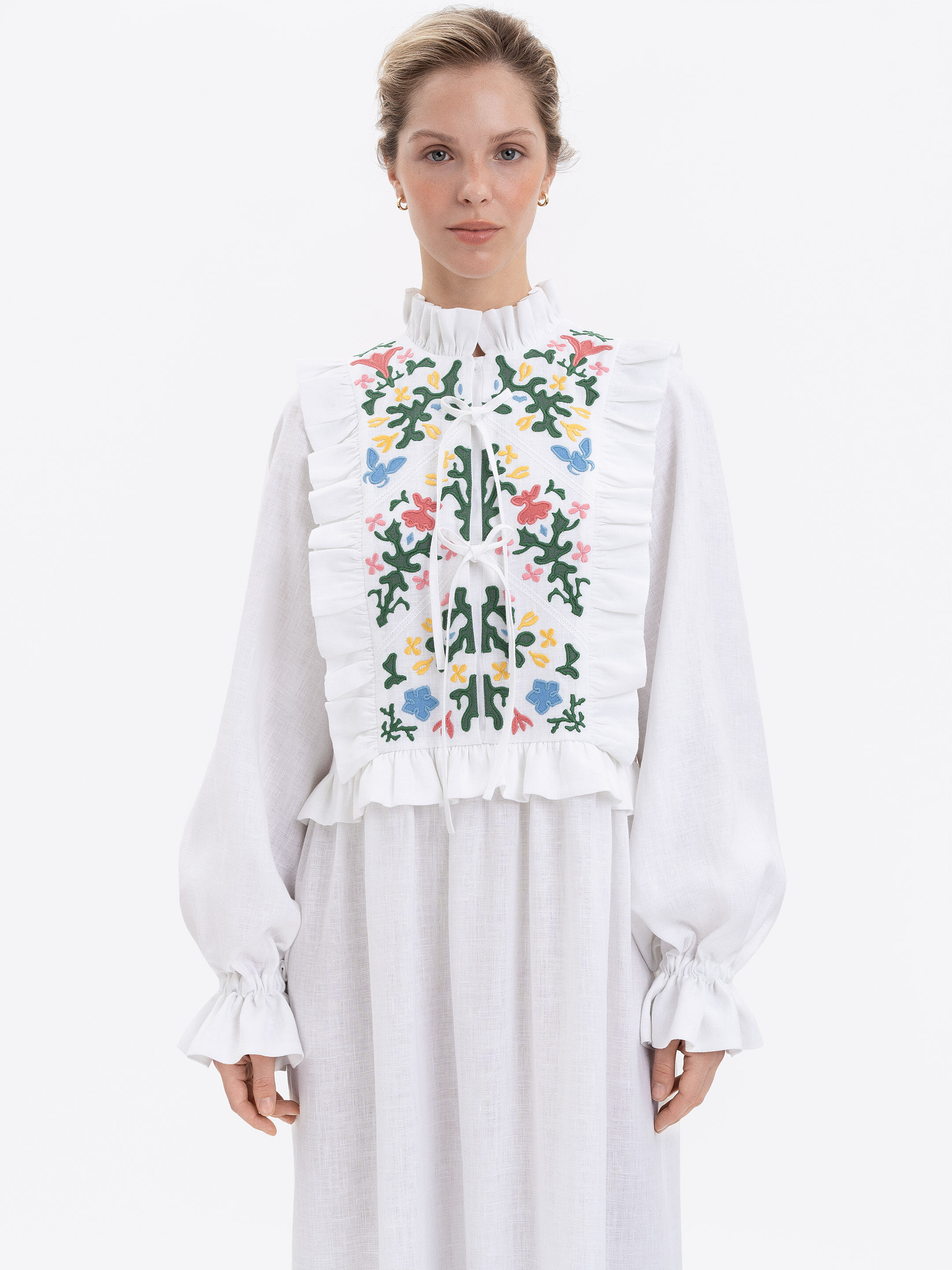 Long white dress "Lastivka" in Ukraine
