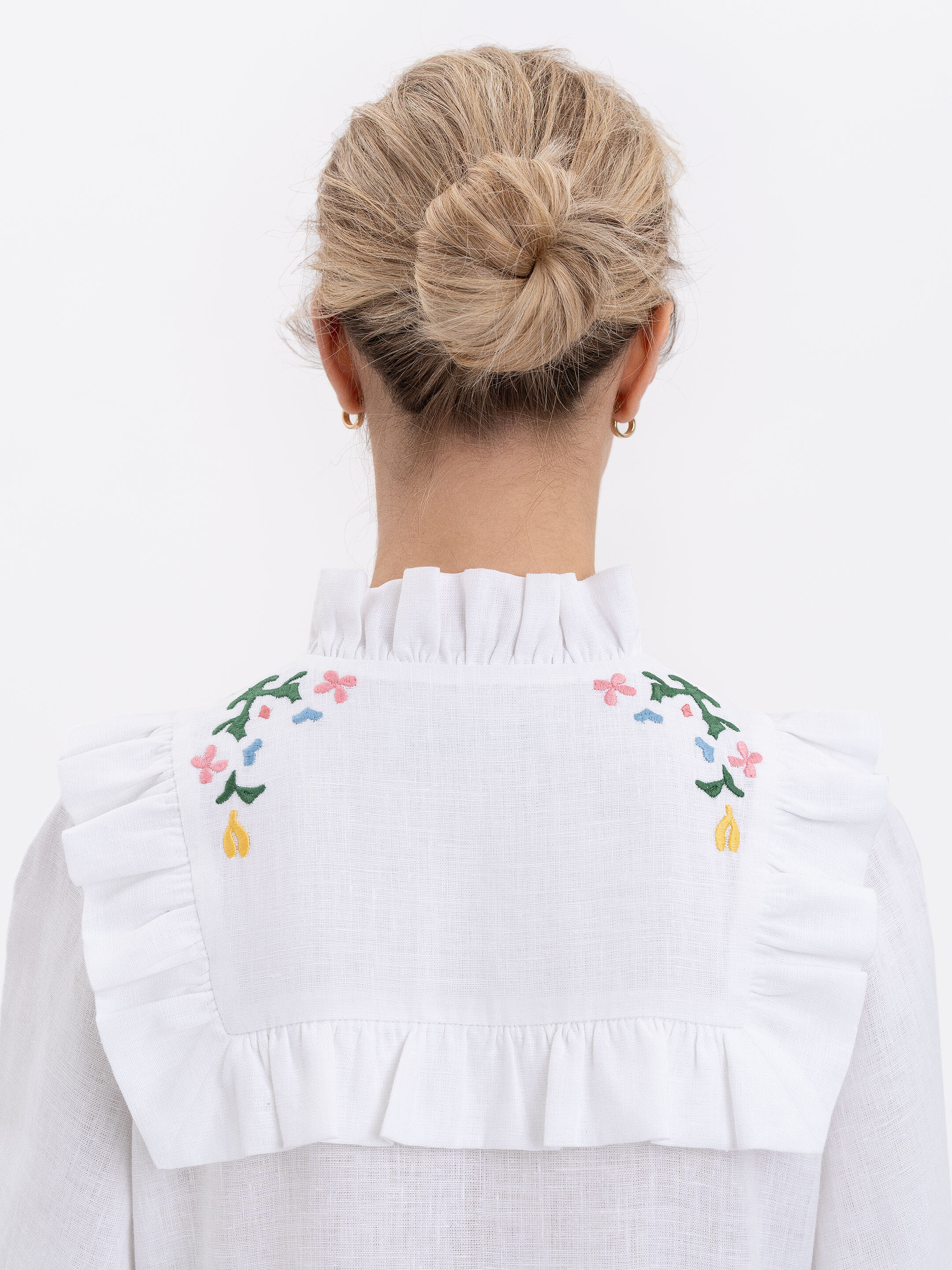 Long white dress "Lastivka" fitting