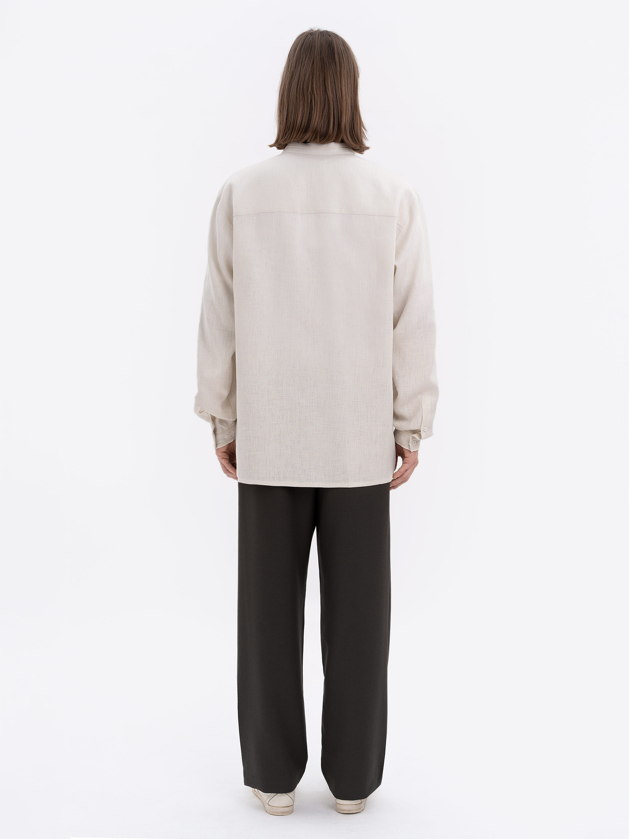 Men's milky-colored shirt with matching embroidery "Bytynskyi" in Ukraine