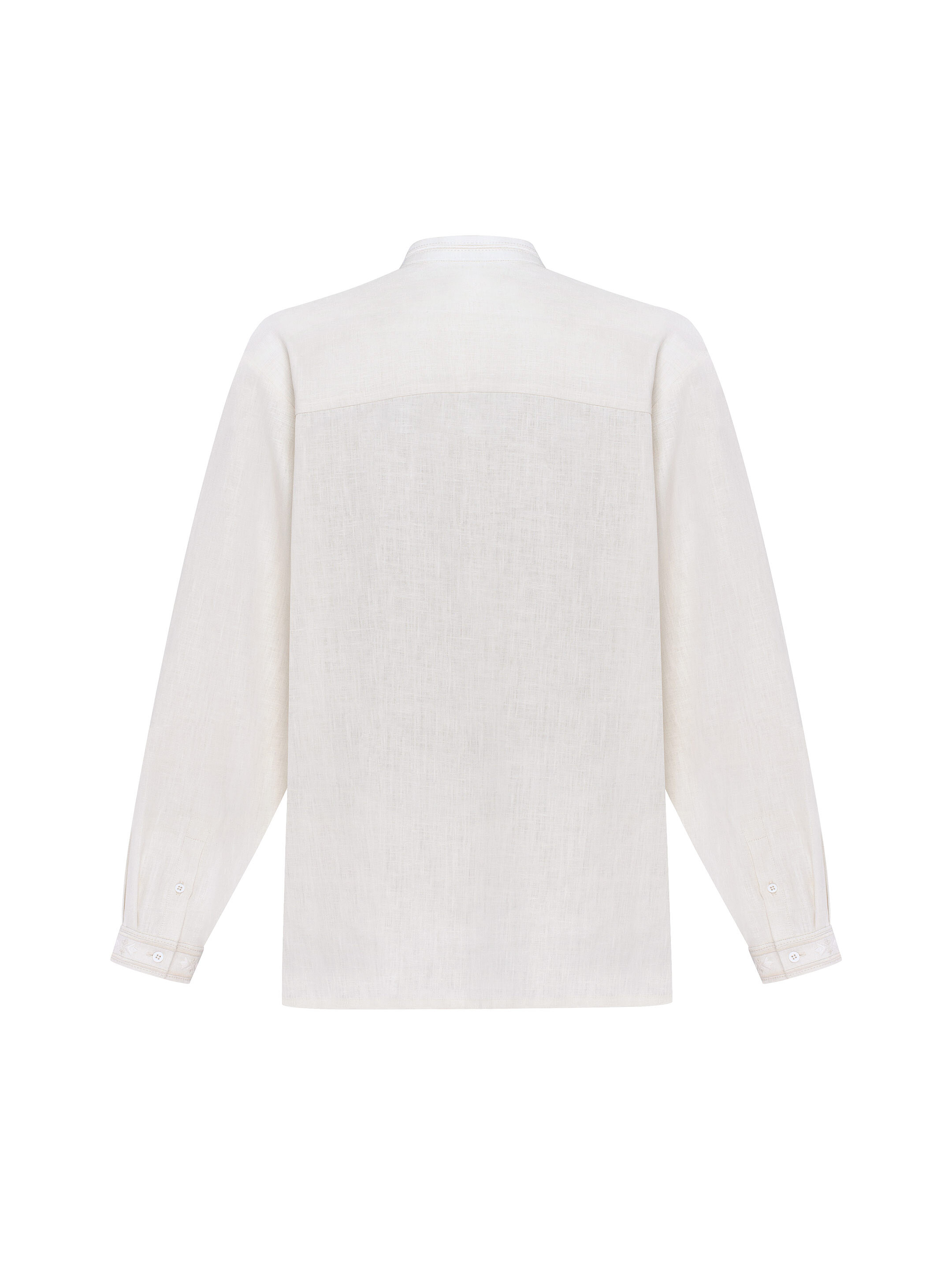 Men's milky-colored shirt with matching embroidery "Bytynskyi" fitting