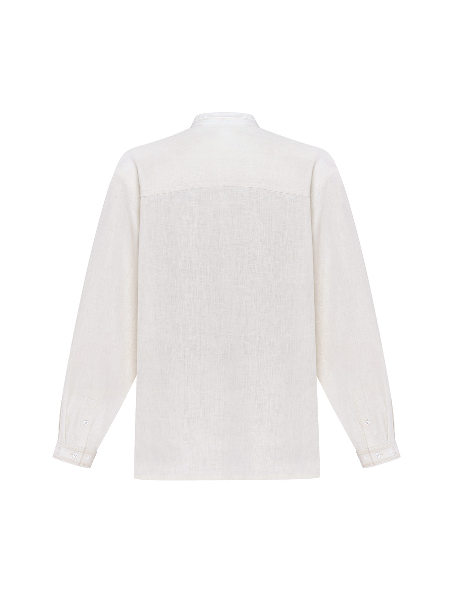 Men's milky-colored shirt with matching embroidery "Bytynskyi" [0]