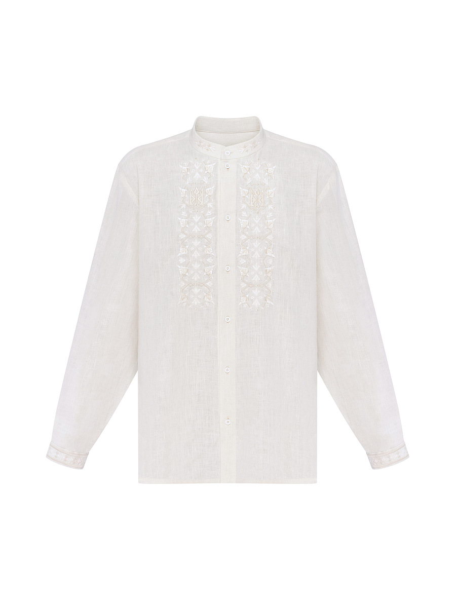 Men's milky-colored shirt with matching embroidery "Bytynskyi" [0]