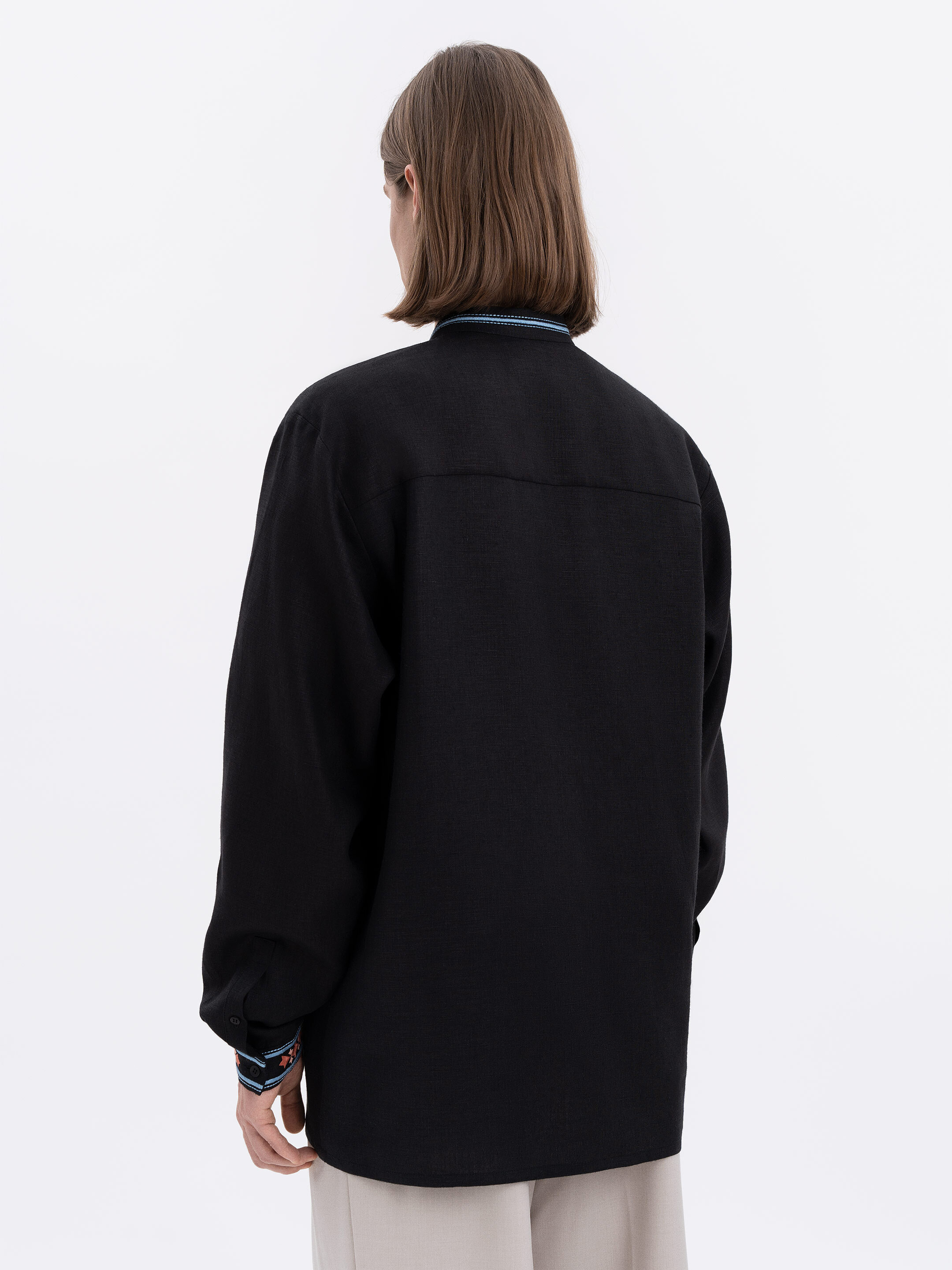 Men's black shirt with colorful embroidery "Bytynskyi" in Ukraine