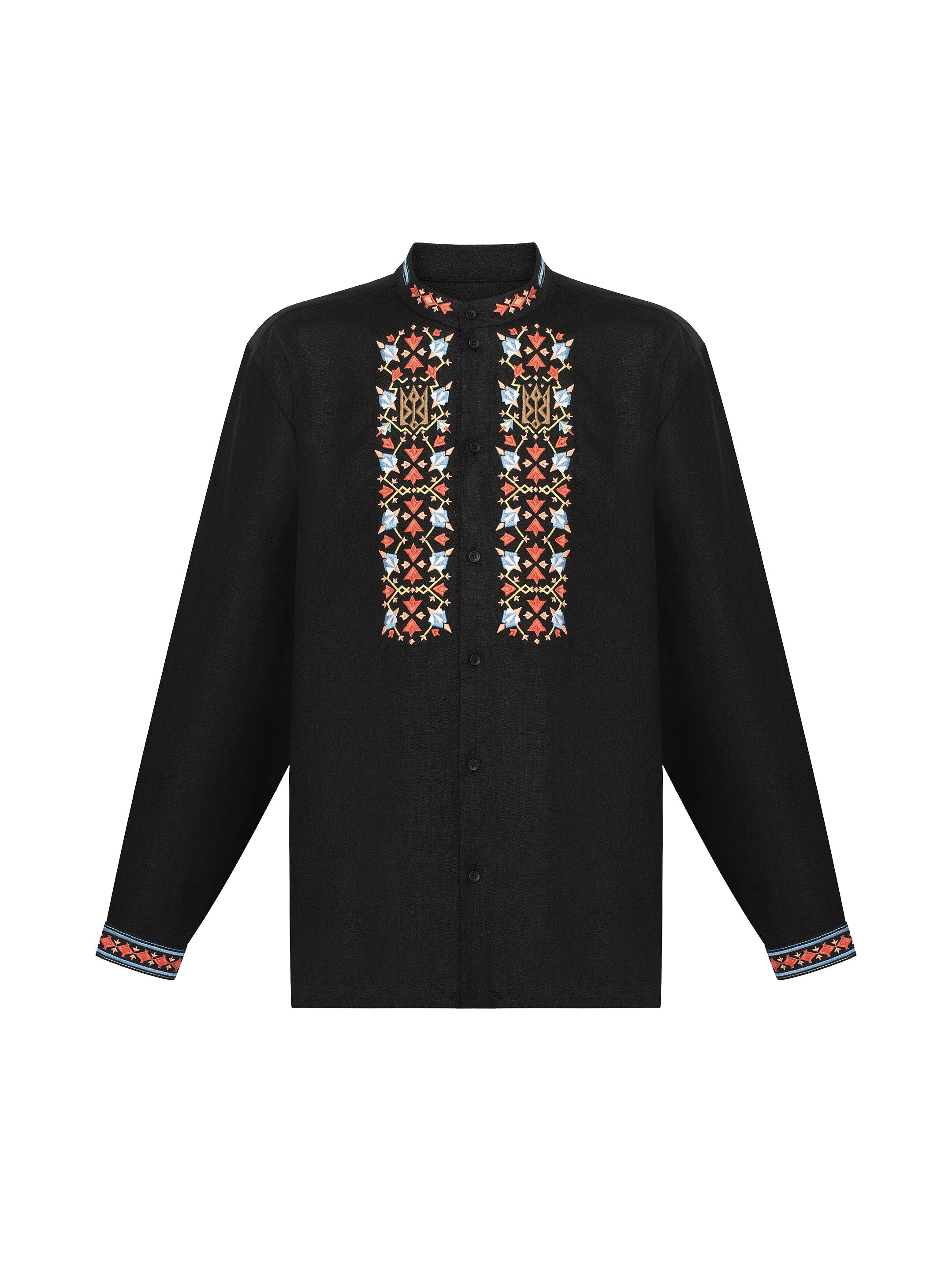 Men's black shirt with colorful embroidery "Bytynskyi" choose