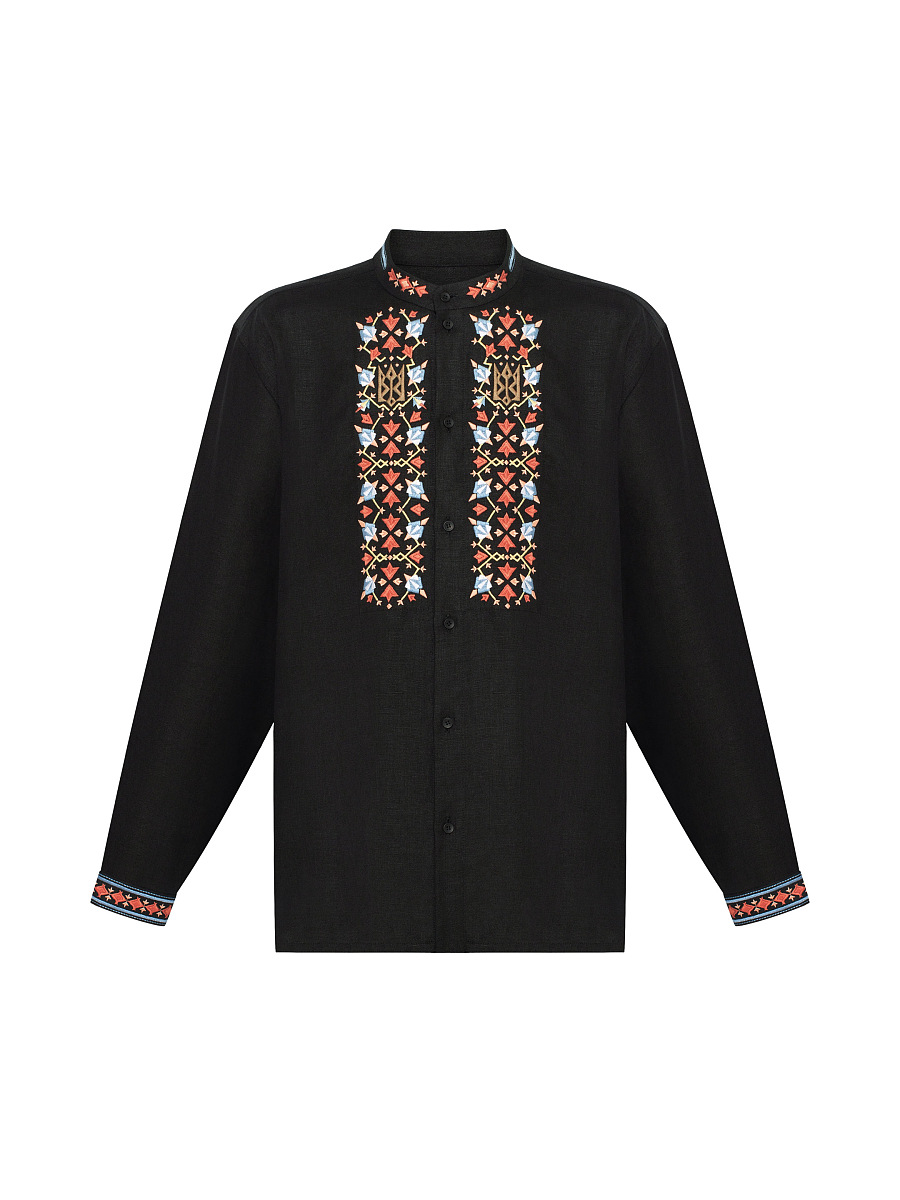 Men's black shirt with colorful embroidery "Bytynskyi" [0]