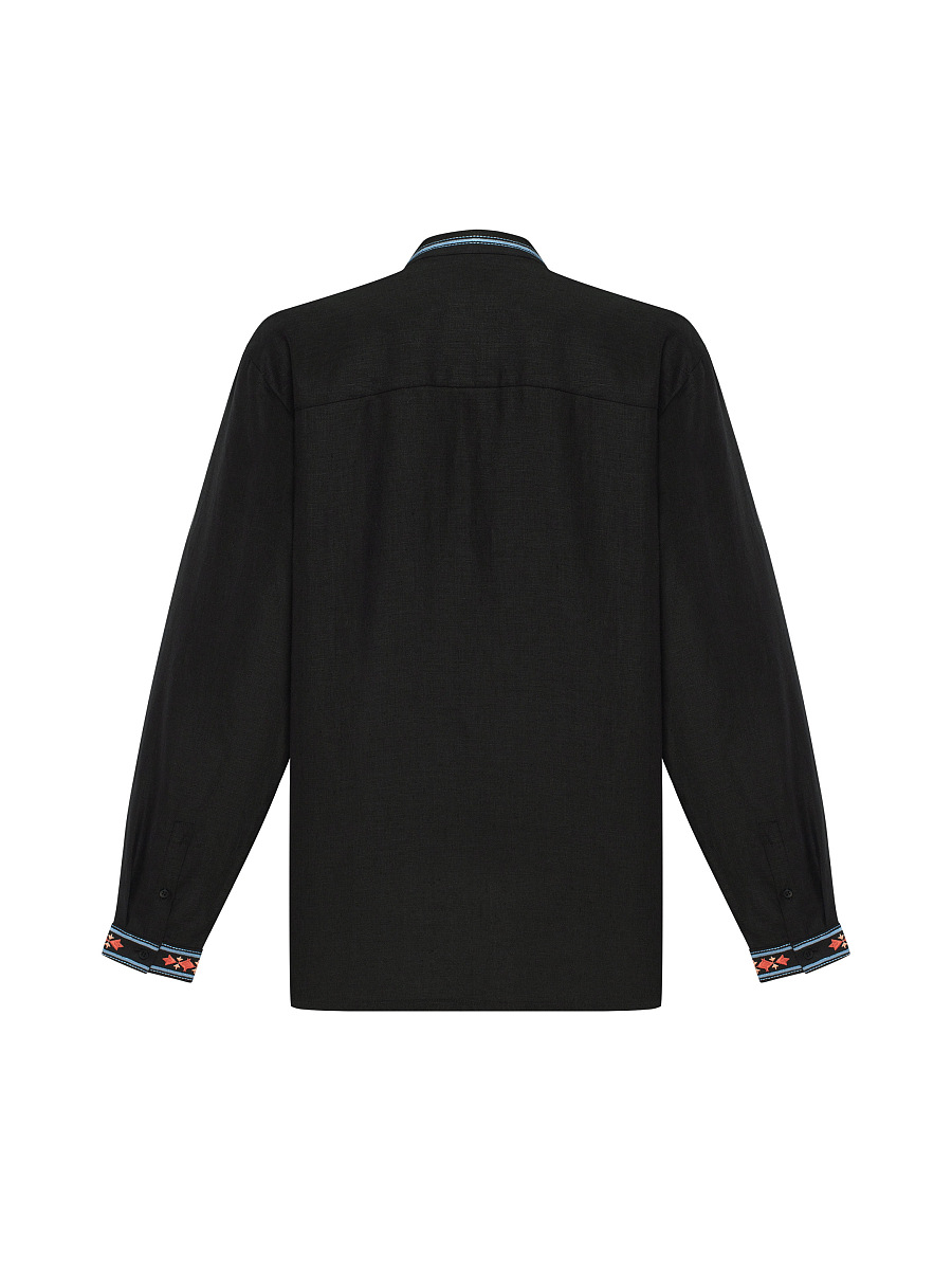 Men's black shirt with colorful embroidery "Bytynskyi" [0]