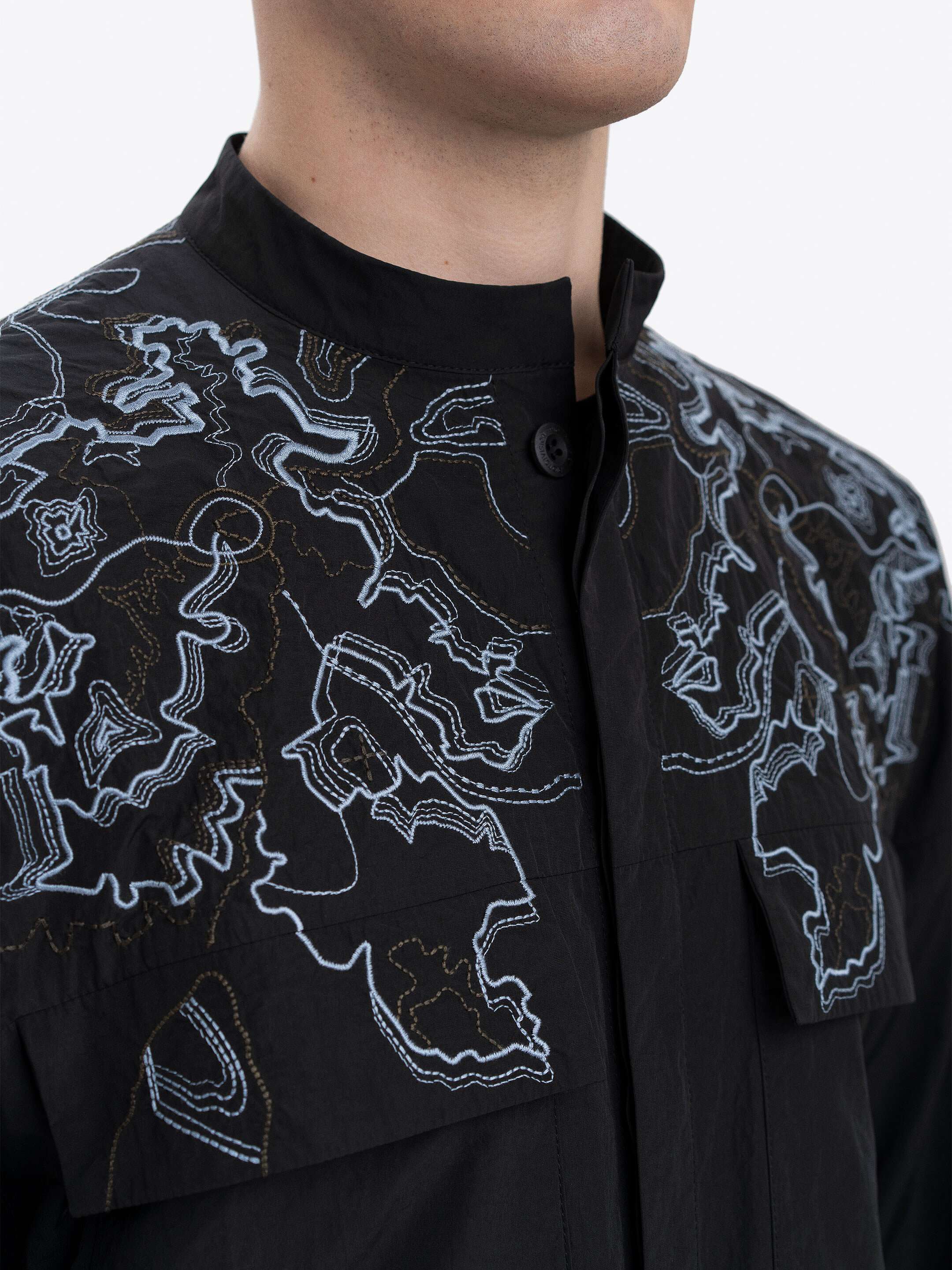 Men's black shirt with embroidery ETND-RD-DARK-MALE ціна