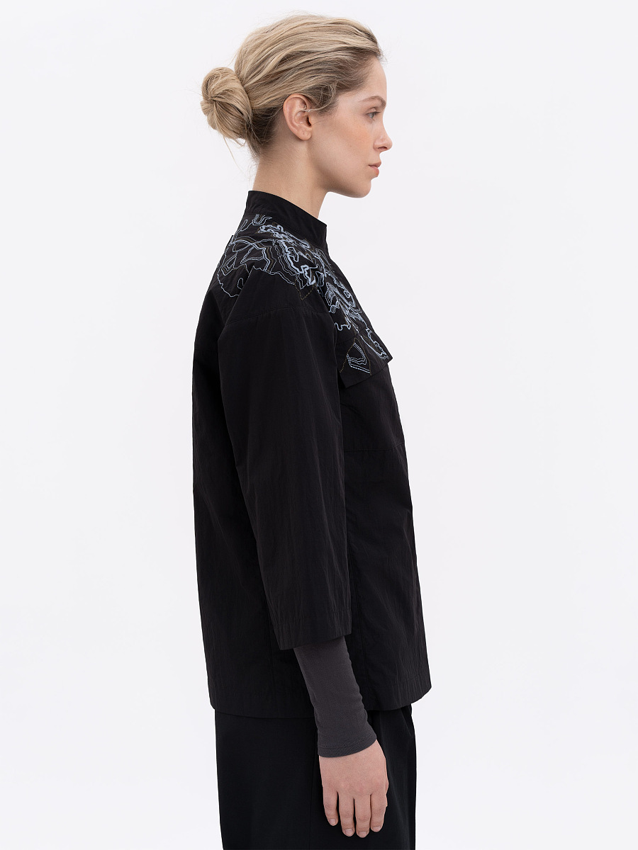 Women's black shirt with embroidery ETND-RD-DARK-FEMALE [0]