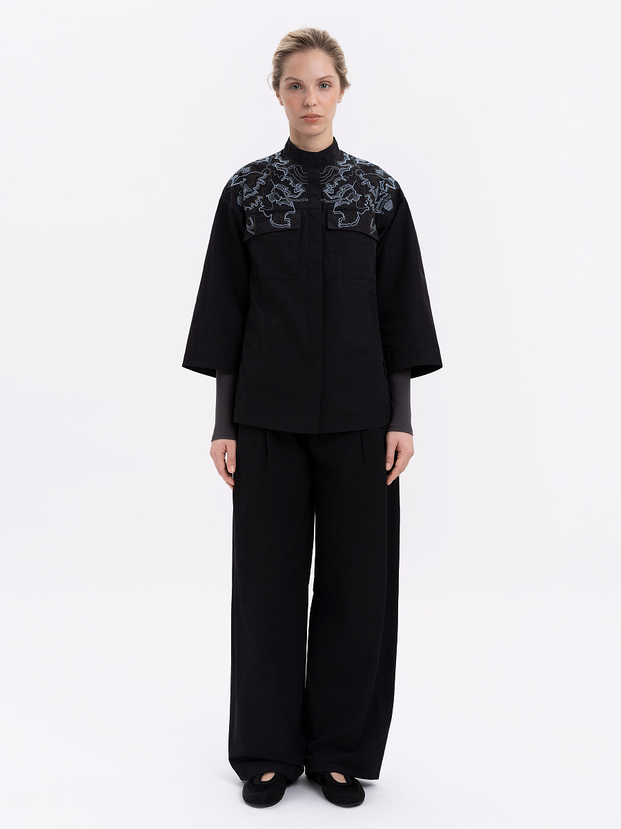 Women's black shirt with embroidery ETND-RD-DARK-FEMALE [0]