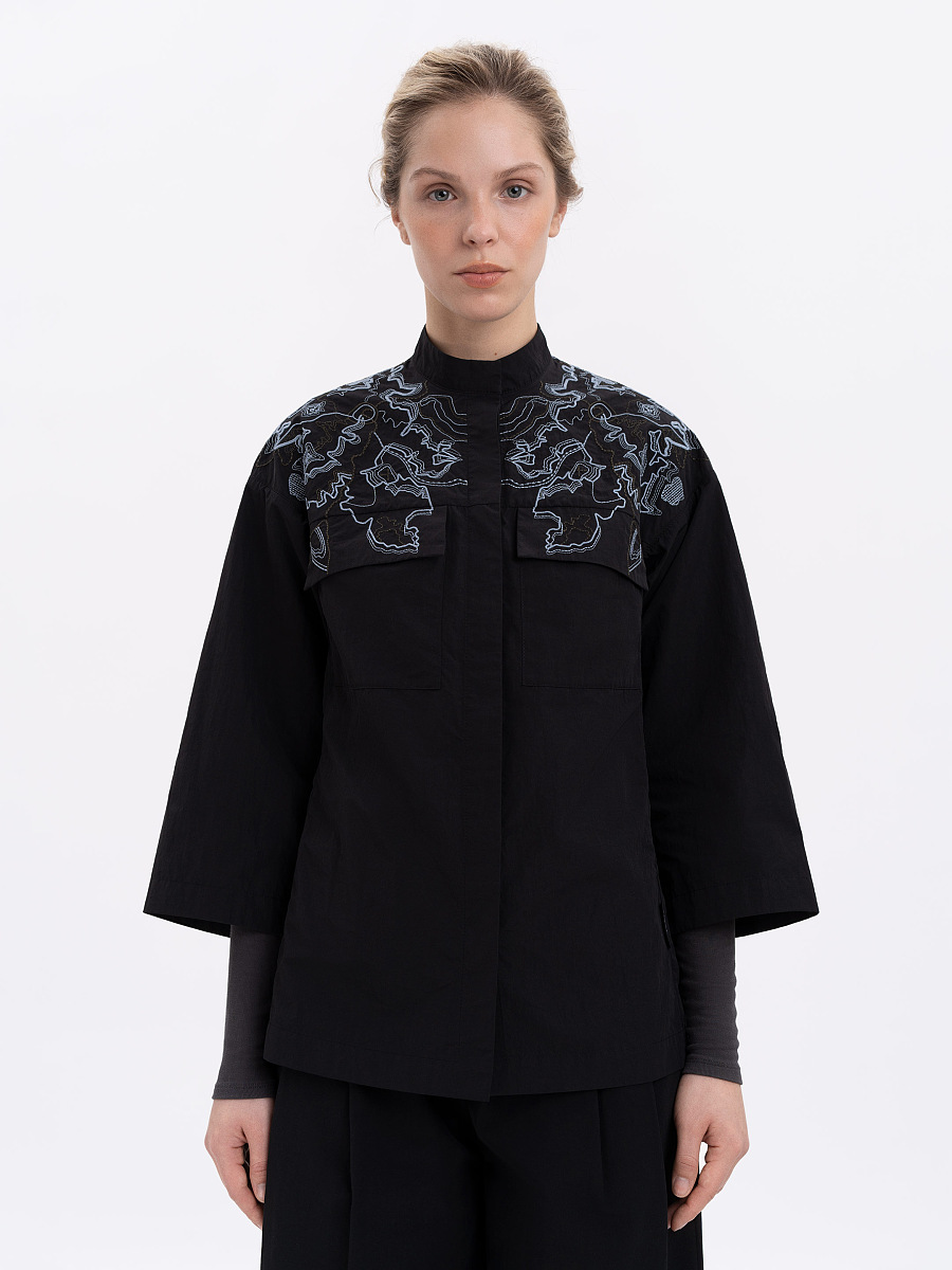 Women's black shirt with embroidery ETND-RD-DARK-FEMALE [0]