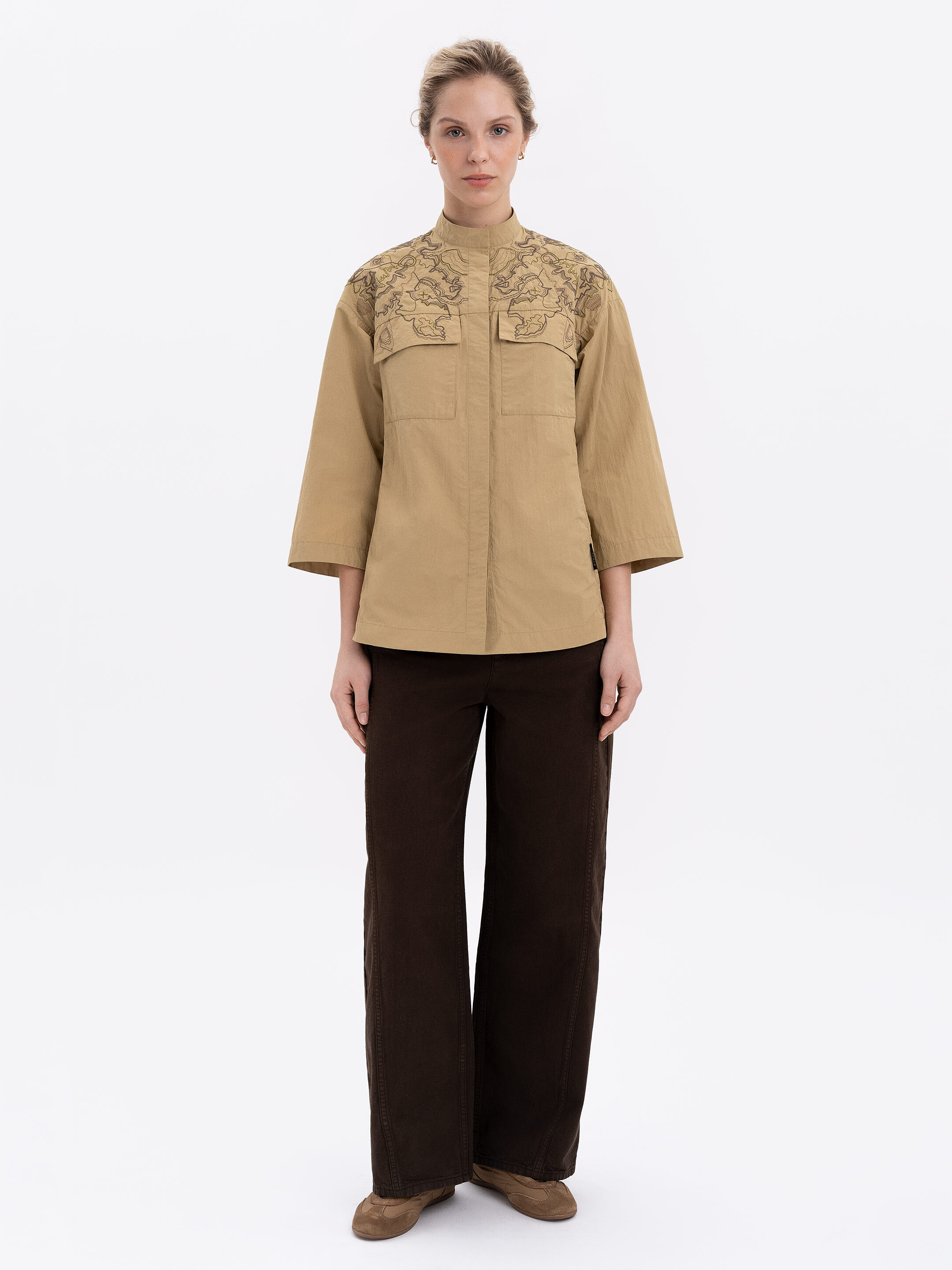 Women's sand shirt with embroidery ETND-RD-SAND-FEMALE Buy