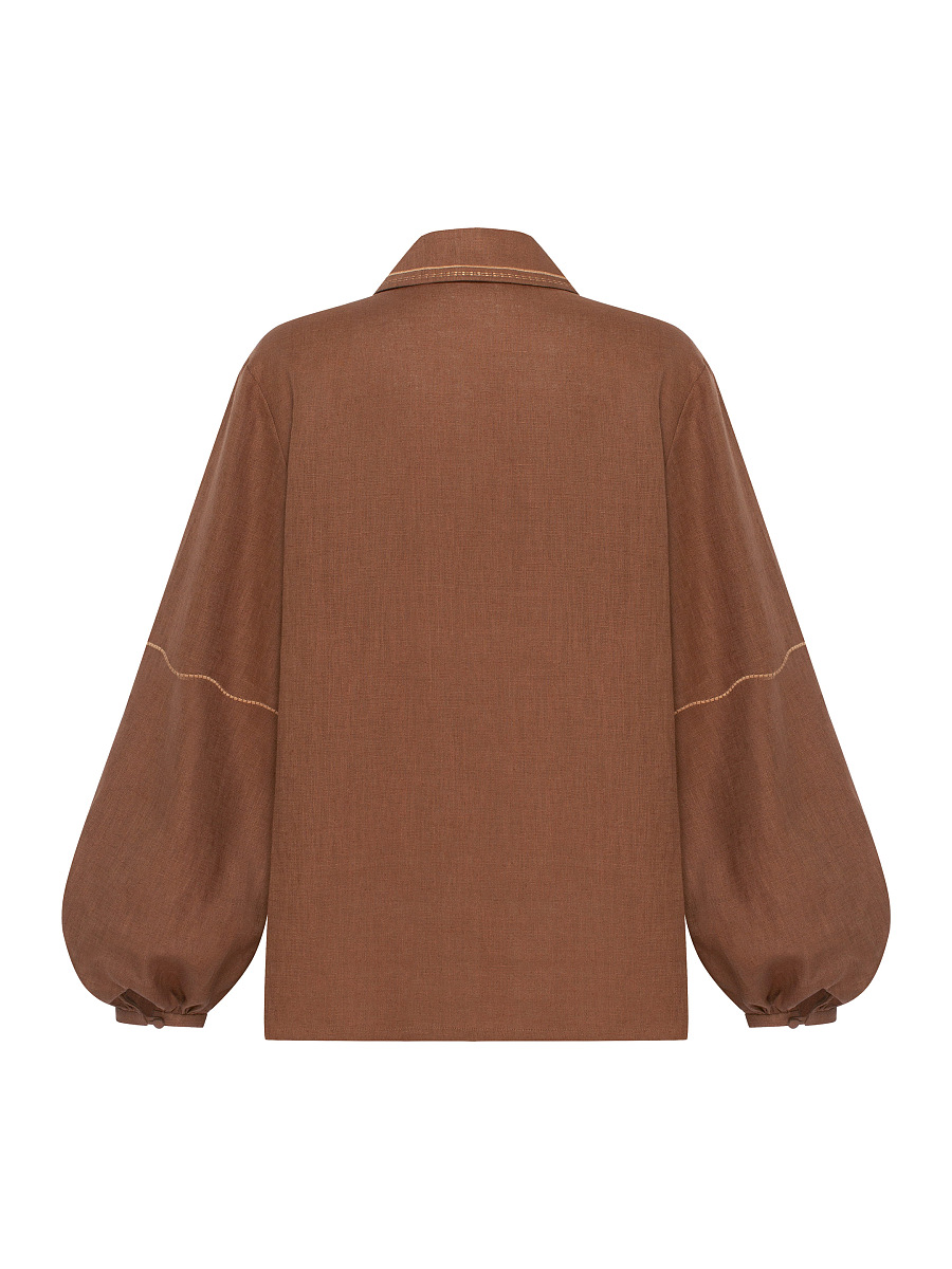 Brown shirt with matching embroidery "Polysk" [0]