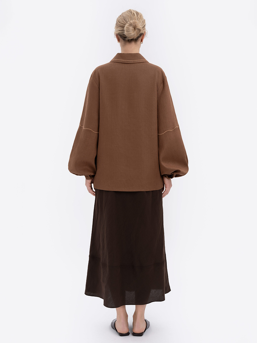 Brown shirt with matching embroidery "Polysk" [0]