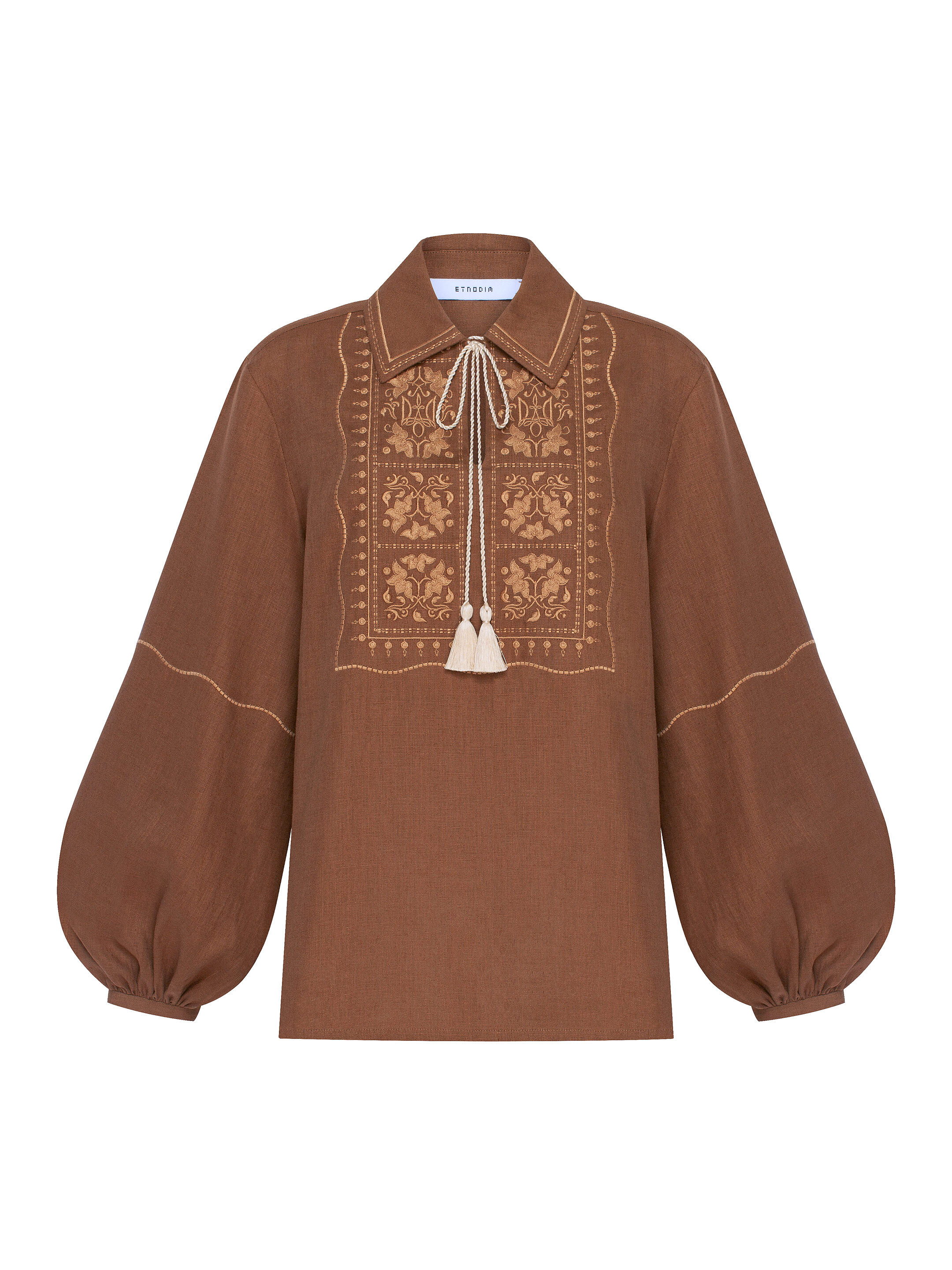 Brown shirt with matching embroidery "Polysk" fitting