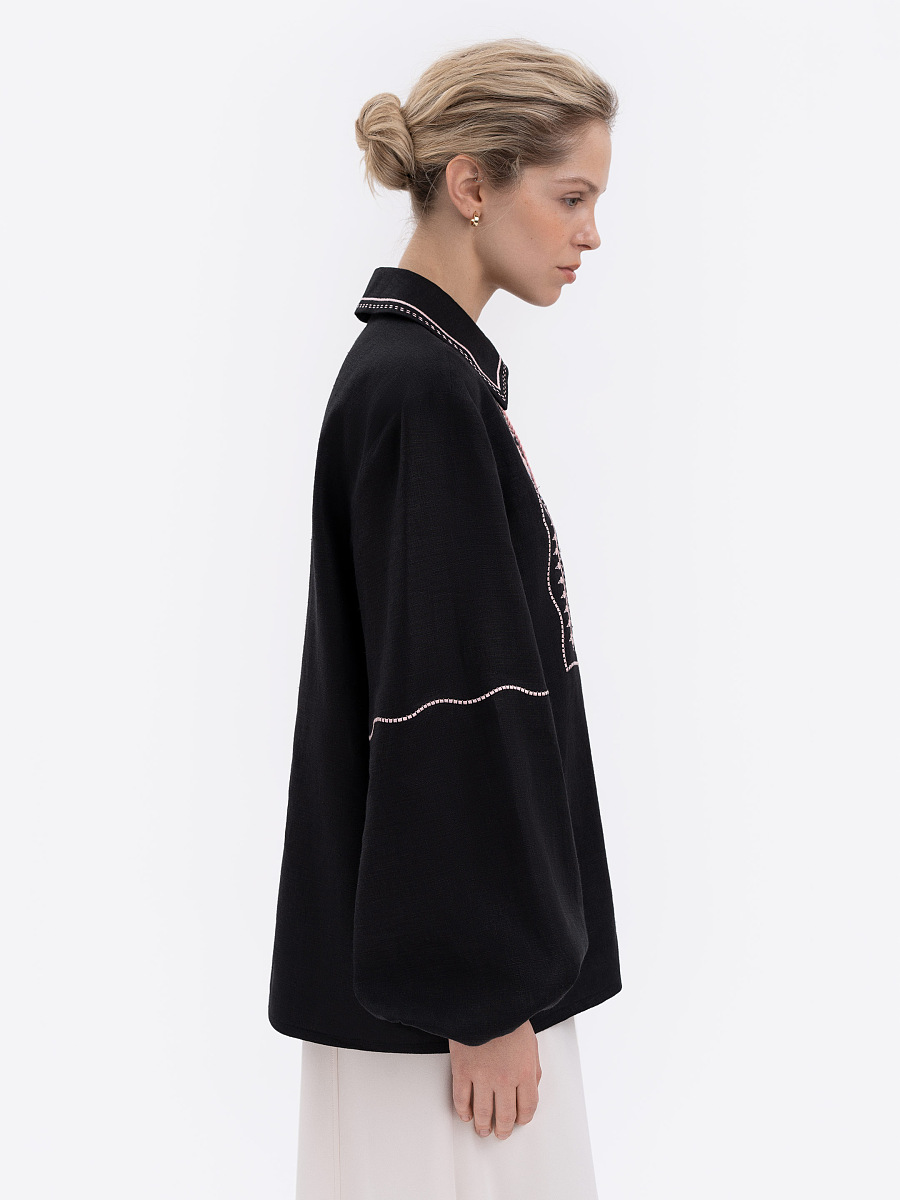 Black shirt with colorful embroidery "Polysk" [0]