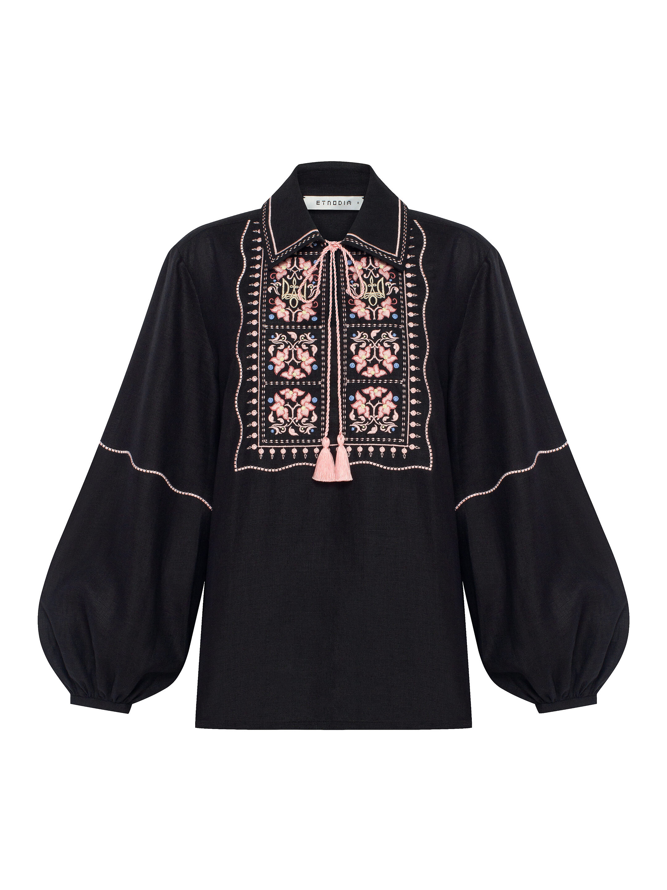 Black shirt with colorful embroidery "Polysk" choose