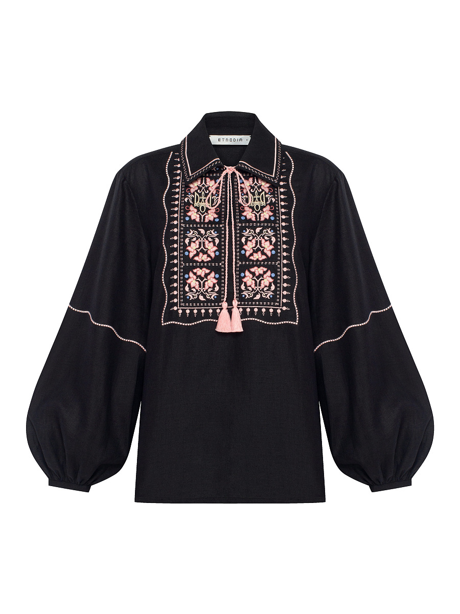 Black shirt with colorful embroidery "Polysk" [0]