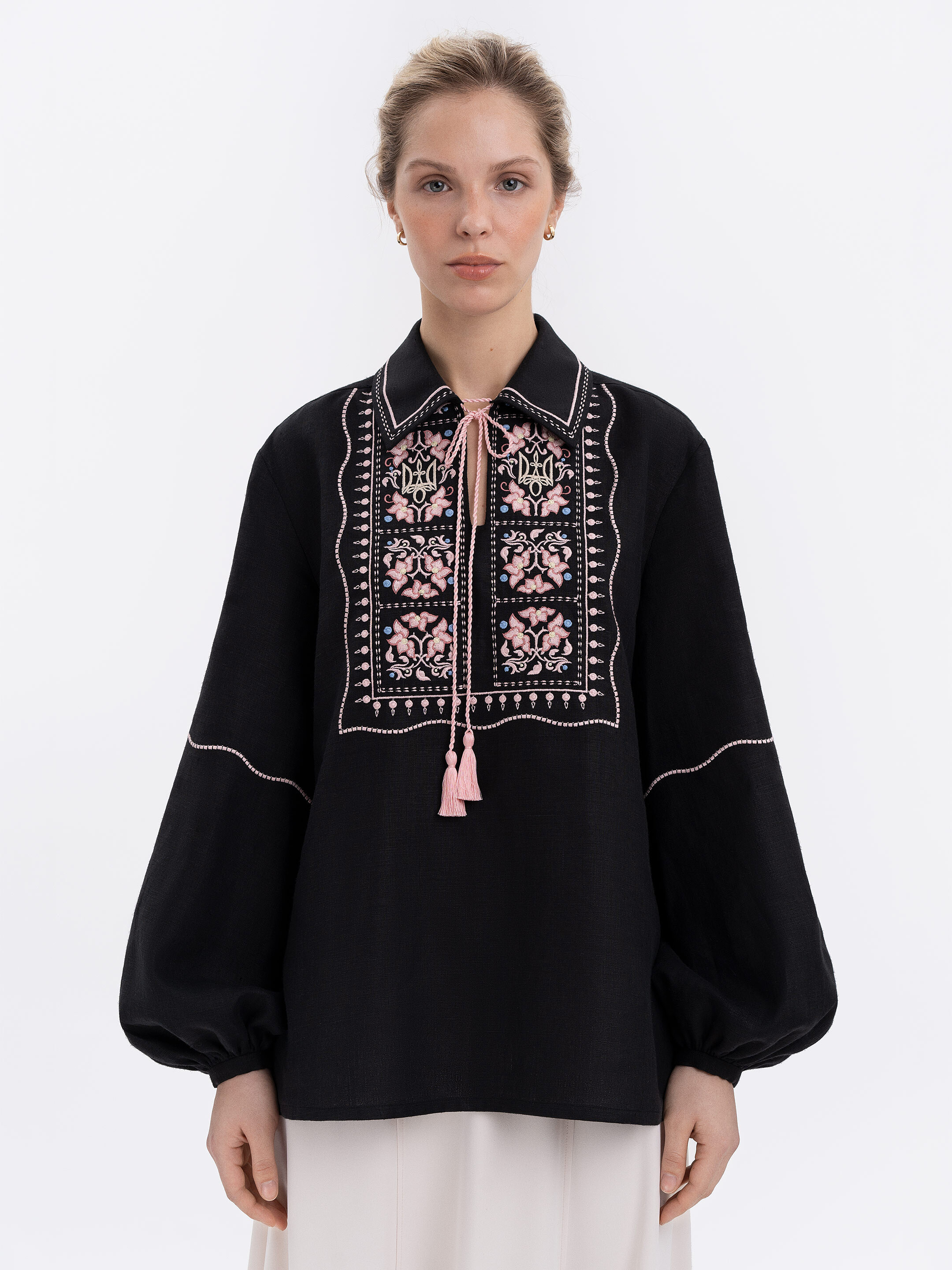 Black shirt with colorful embroidery "Polysk" Buy