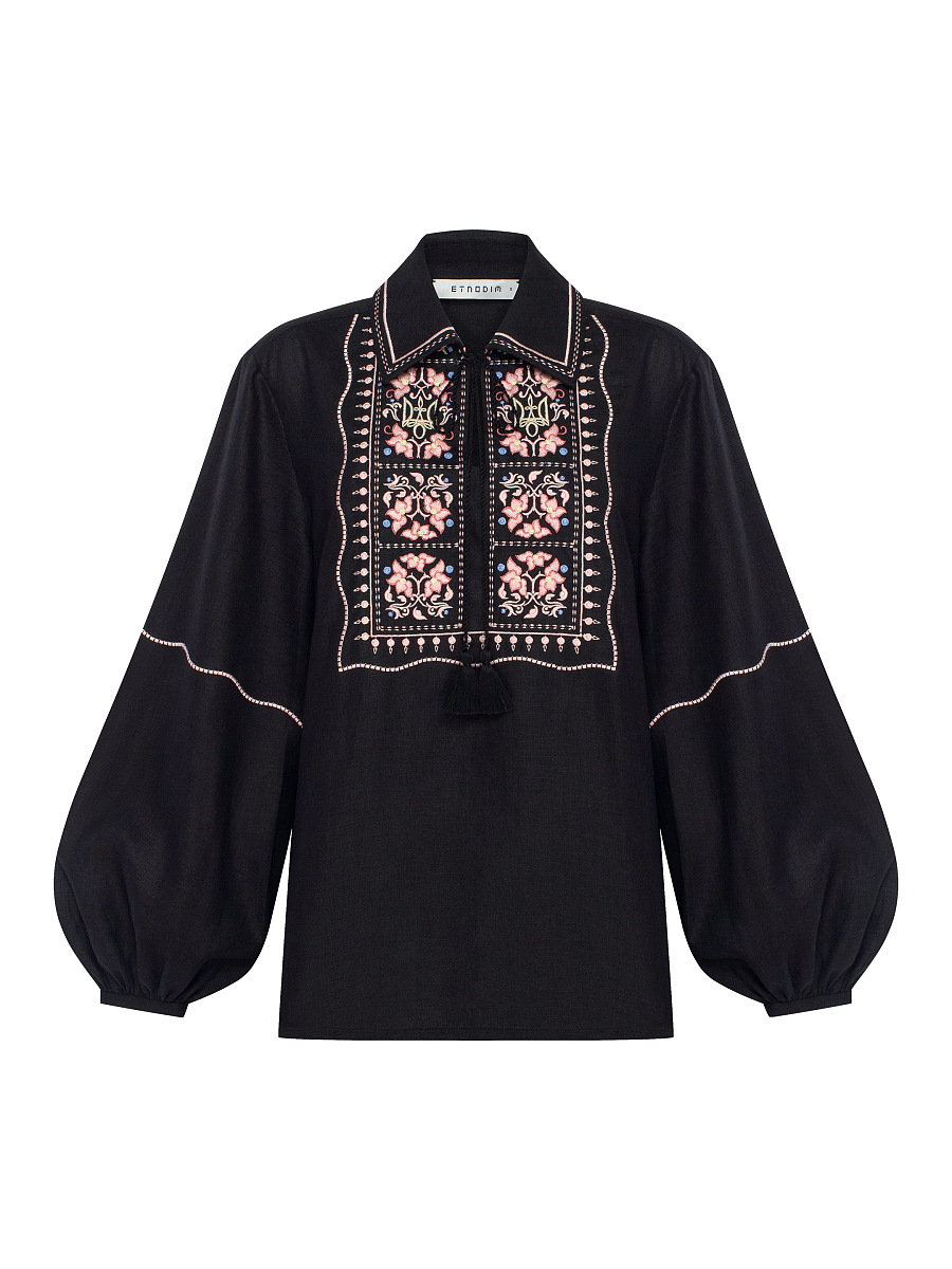 Black shirt with colorful embroidery "Polysk" [0]