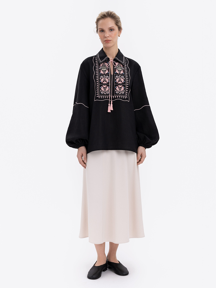 Black shirt with colorful embroidery "Polysk" [0]