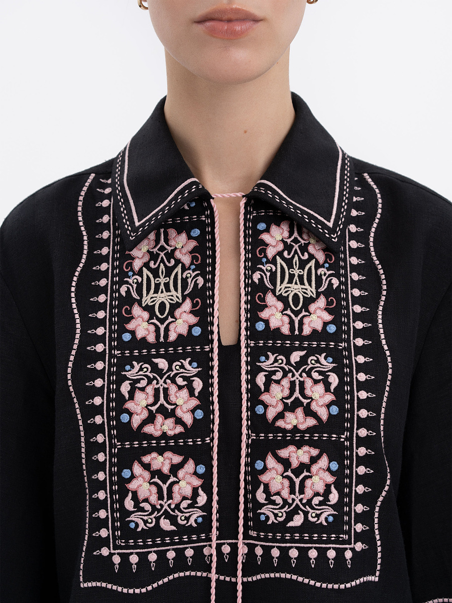 Black shirt with colorful embroidery "Polysk" [0]