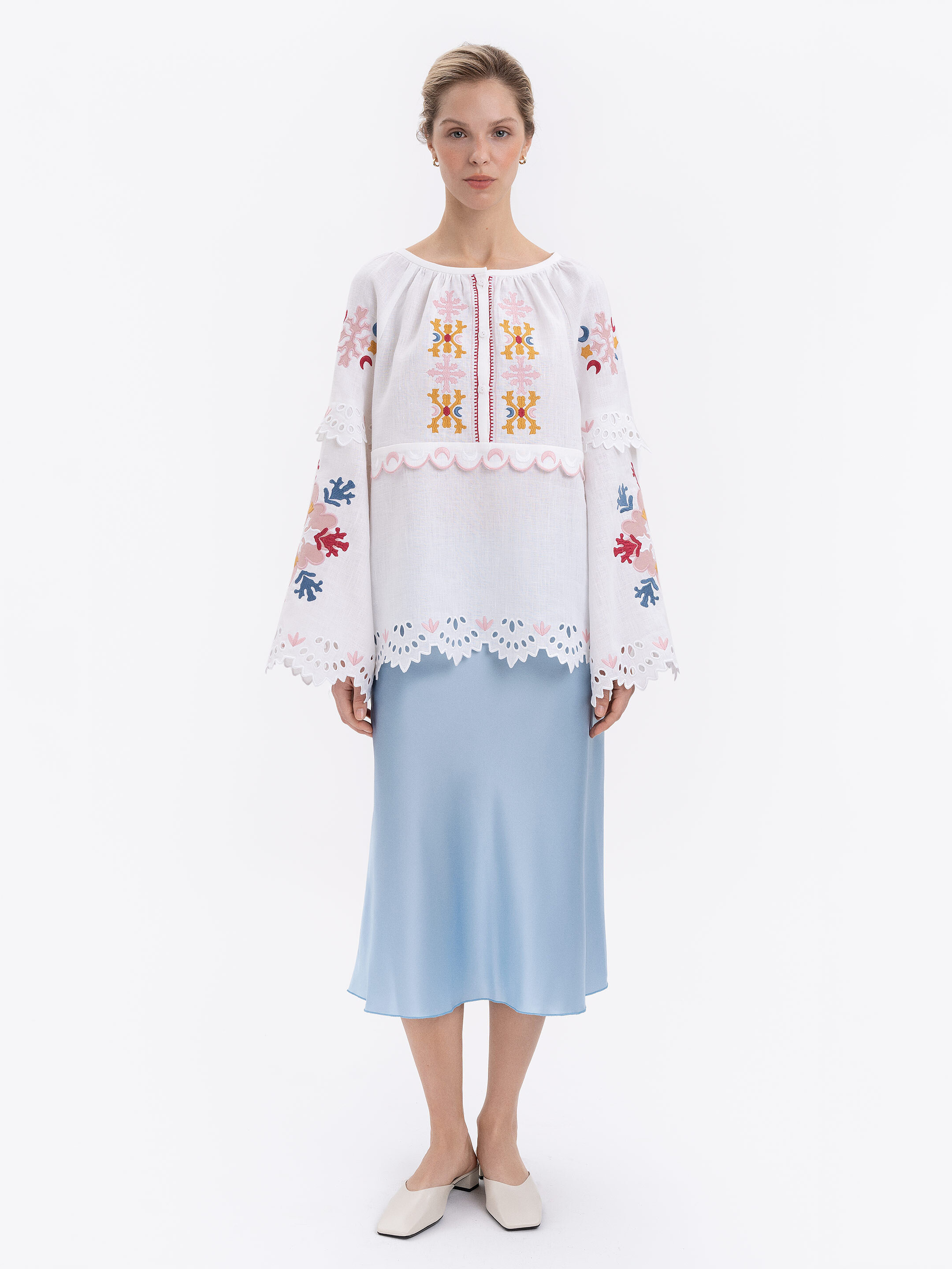 White embroidered linen blouse "Horytsvit" cheap