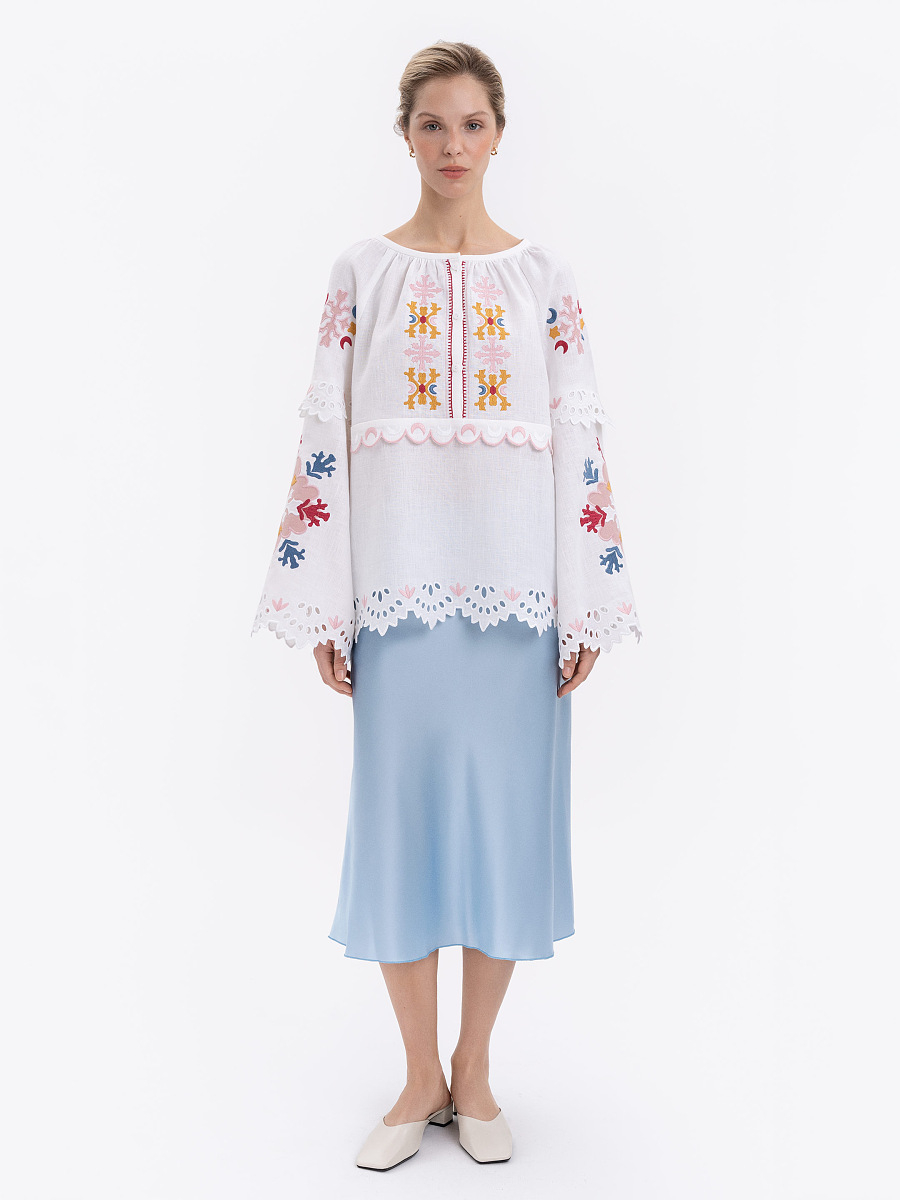 White embroidered linen blouse "Horytsvit" [0]