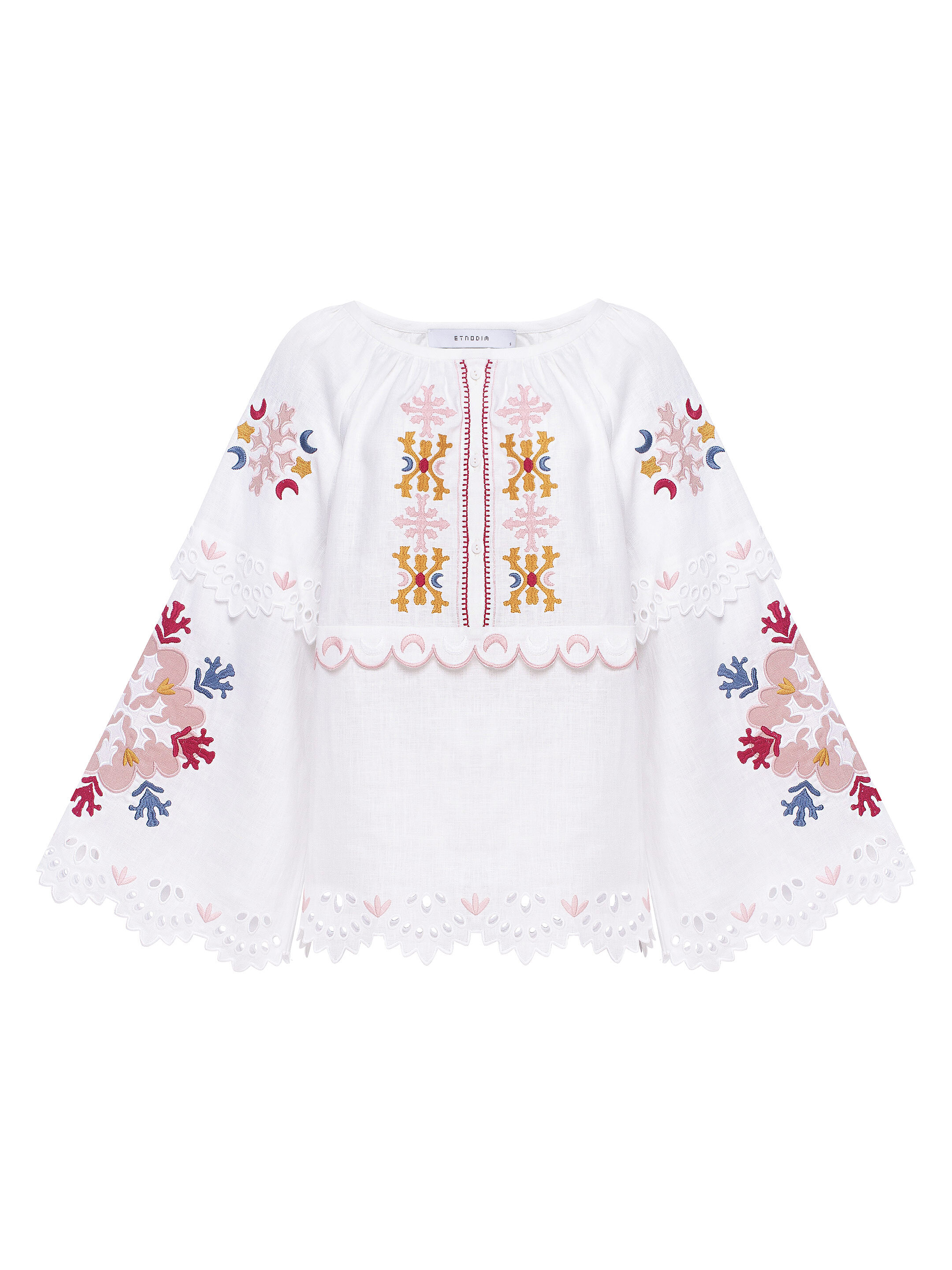 White embroidered linen blouse "Horytsvit" fitting