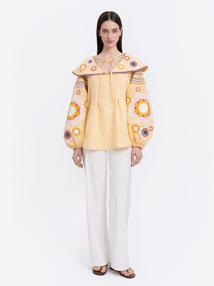 Linen embroidered shirt with botanical motif  “Lypa” [0]