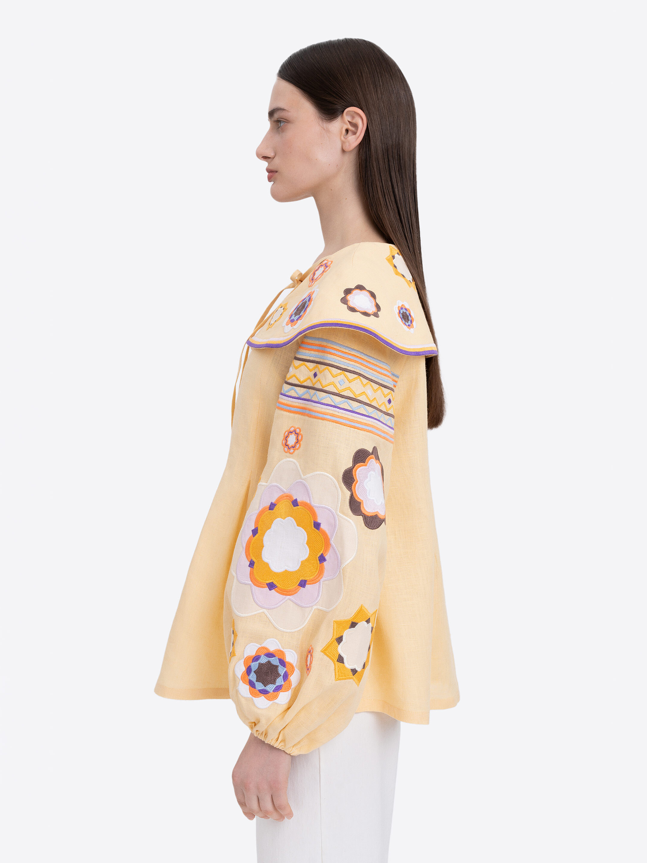 Linen embroidered shirt with botanical motif  “Lypa” cheap