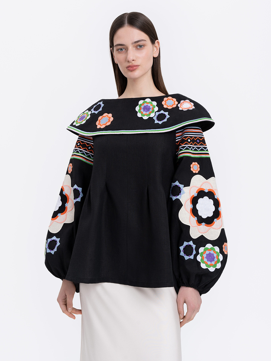 Black embroidered shirt  “Black Flower” [0]