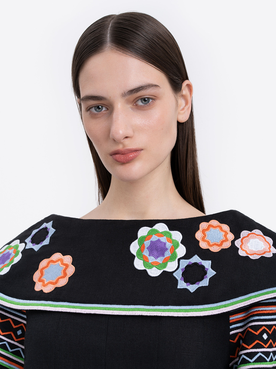 Black embroidered shirt  “Black Flower” [0]