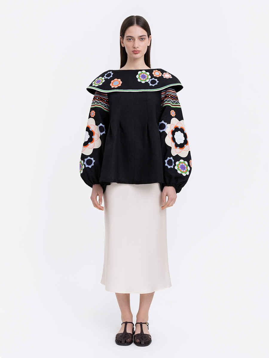 Black embroidered shirt  “Black Flower” [0]