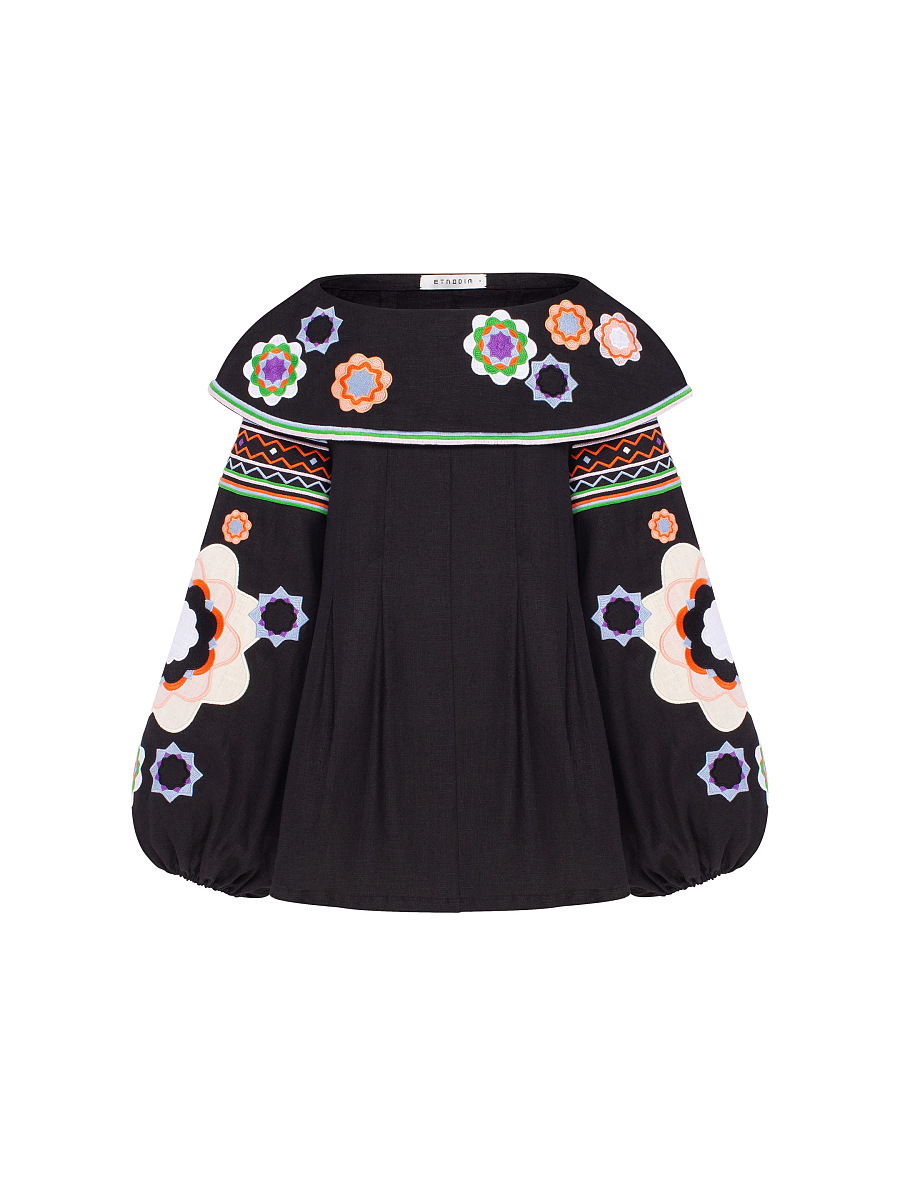 Black embroidered shirt  “Black Flower” [0]