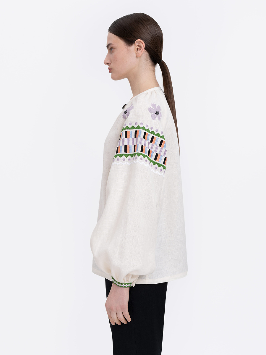 Milk‑coloured embroidered shirt  “Oda” [0]