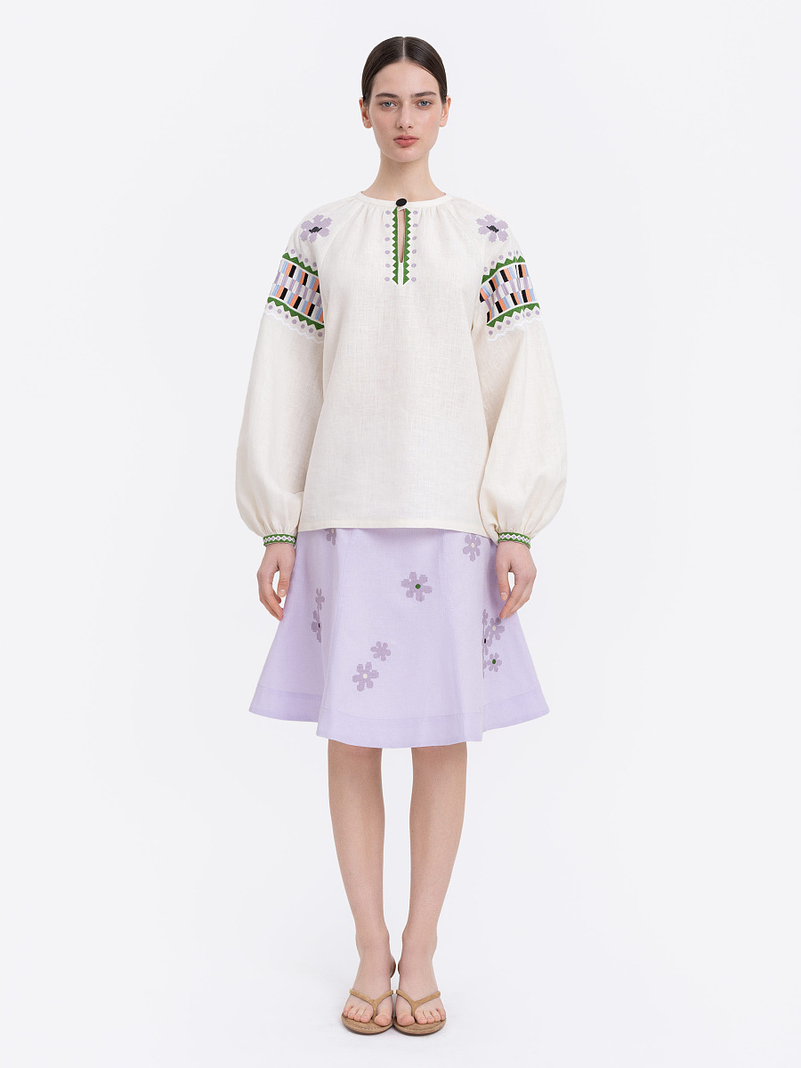 Milk‑coloured embroidered shirt  “Oda” [0]